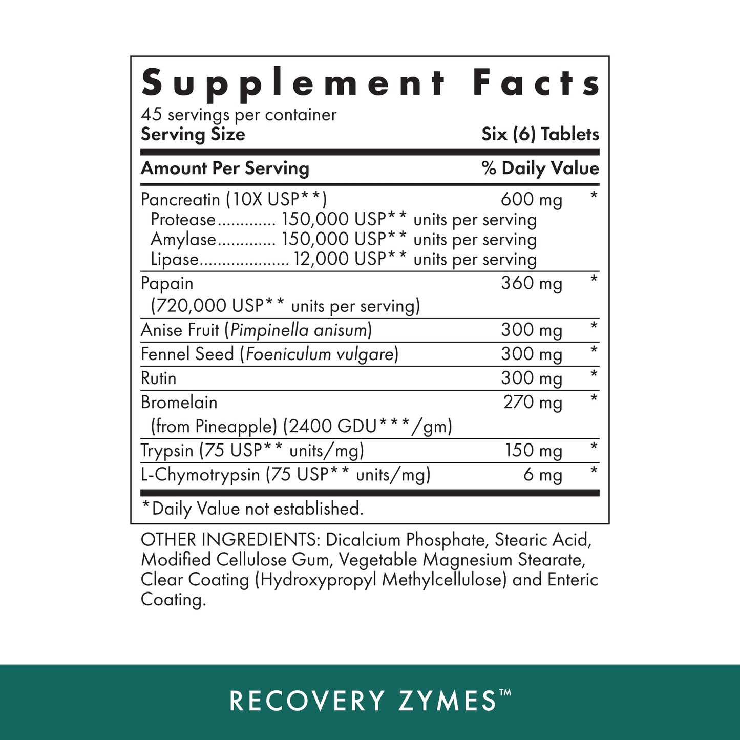 MICHAEL'S Naturopathic Progams Xtra Recovery W-Zymes - 10x Pancreatin Nutritional Supplements Tablet, 270