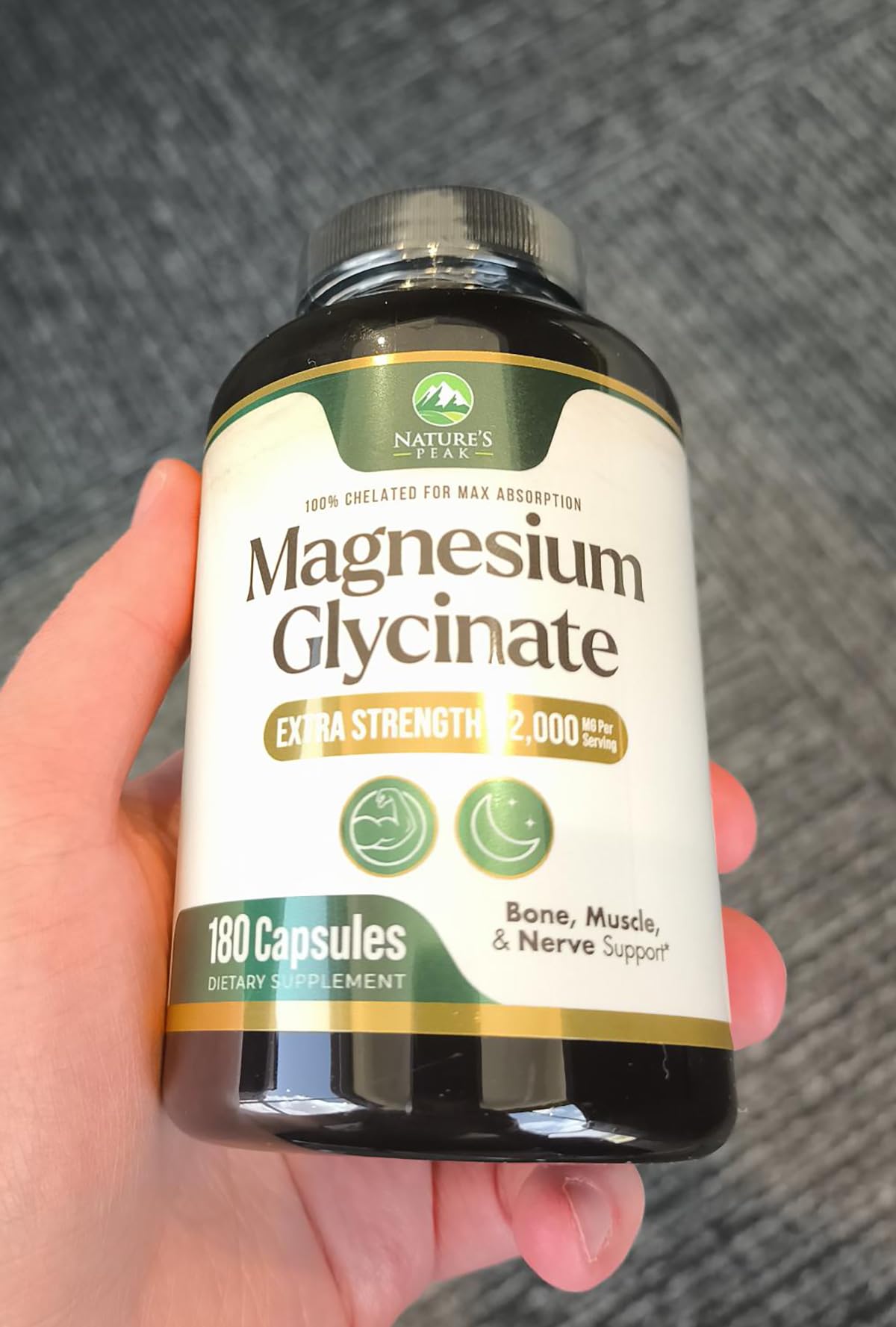 Nature's Peak Magnesium Glycinate 2000mg Per Serving Capsule, 180 Capsules