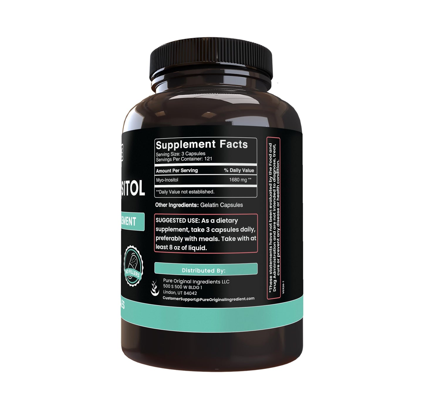 PURE ORIGINAL INGREDIENTS Myo-Inositol Capsule, 365 Count