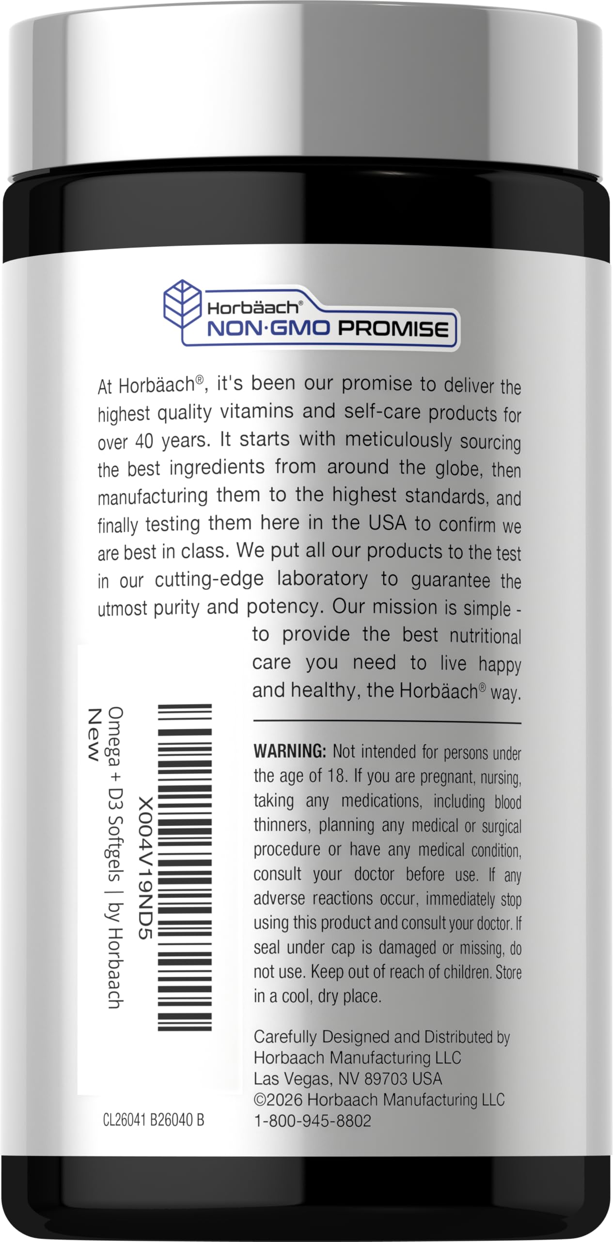 Horbäach Omega + D3 Softgels, 90 Count