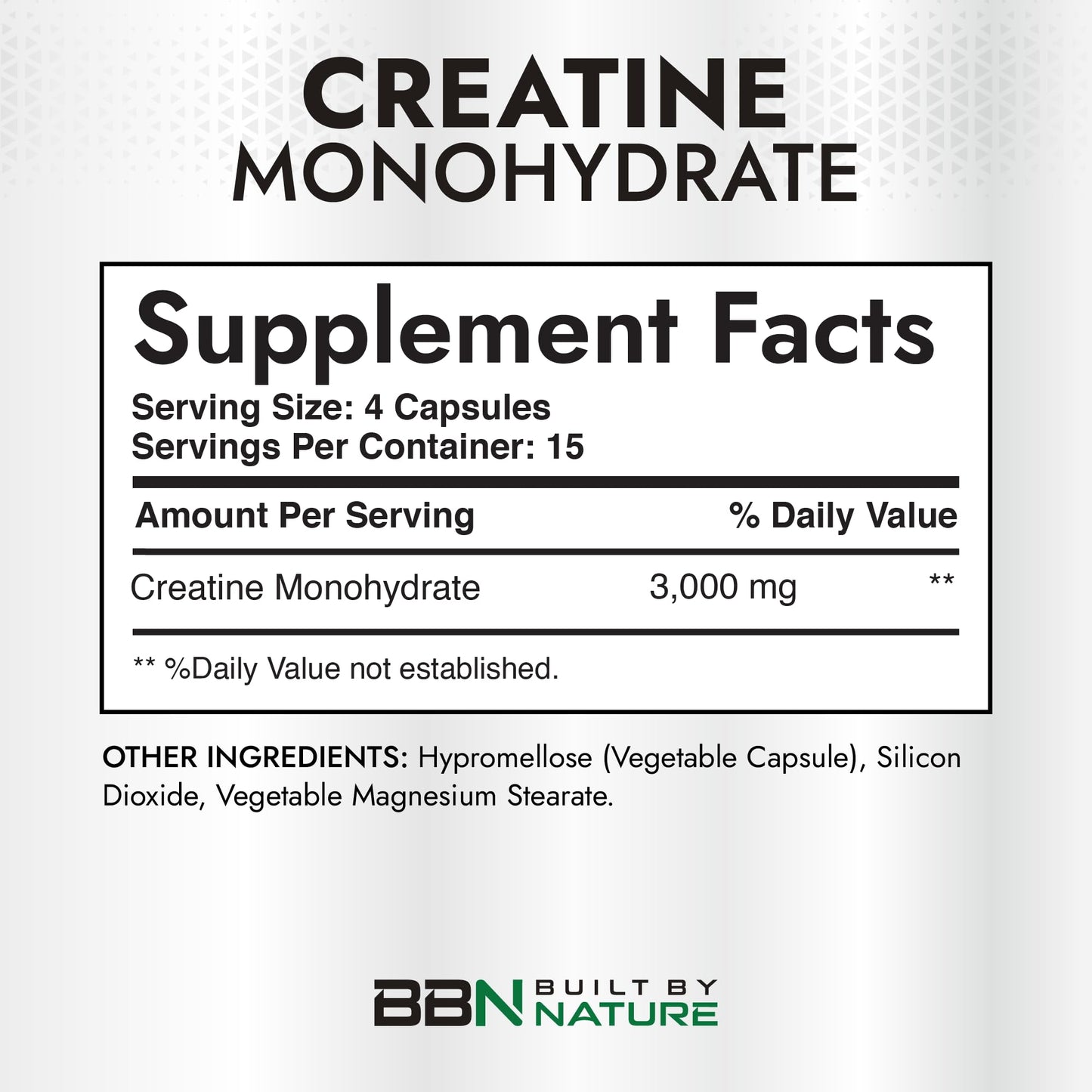Built by Nature Creatine Monohydrate Capsules, 60 Count