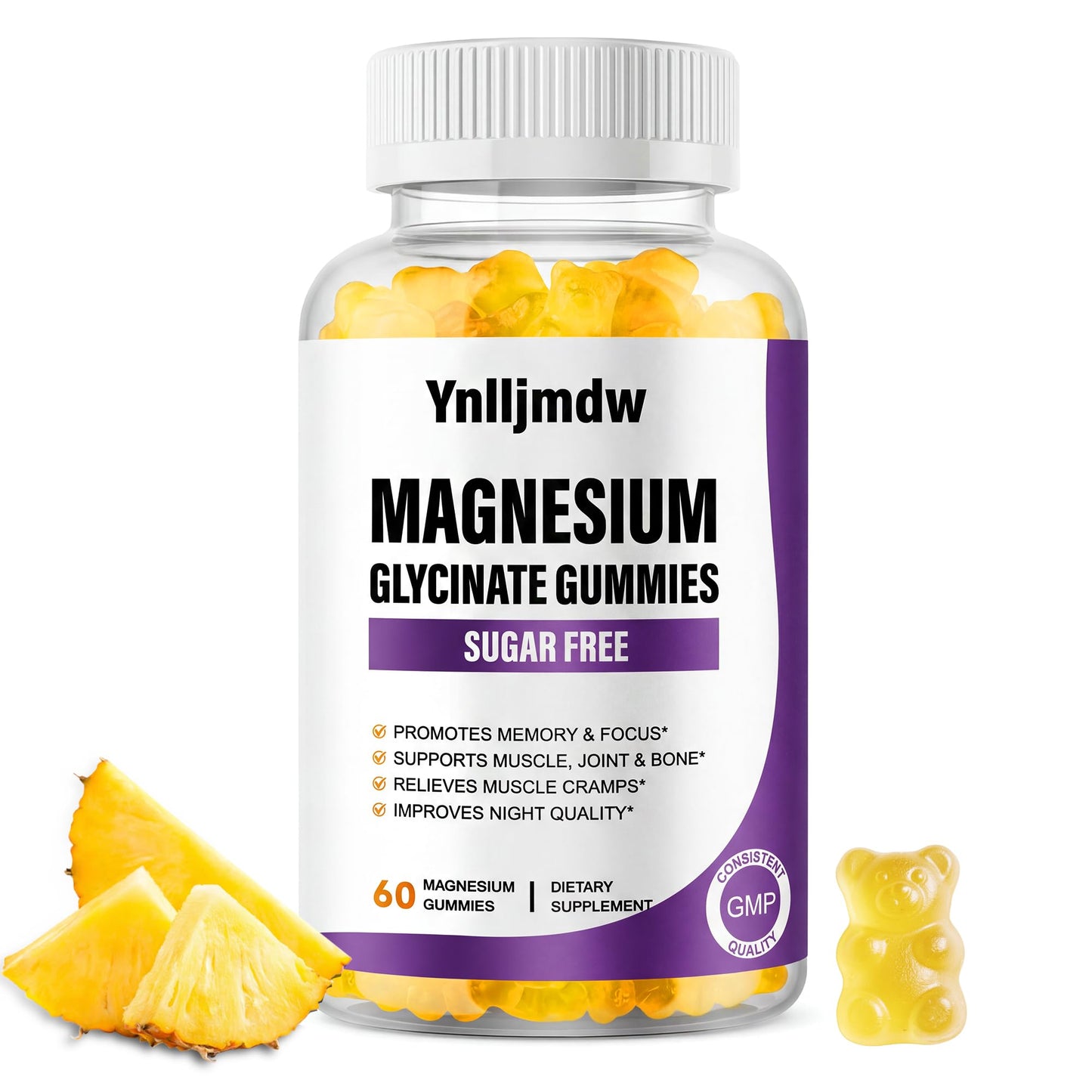 Ynlljmdw Magnesium Glycinate Gummies 60 Count