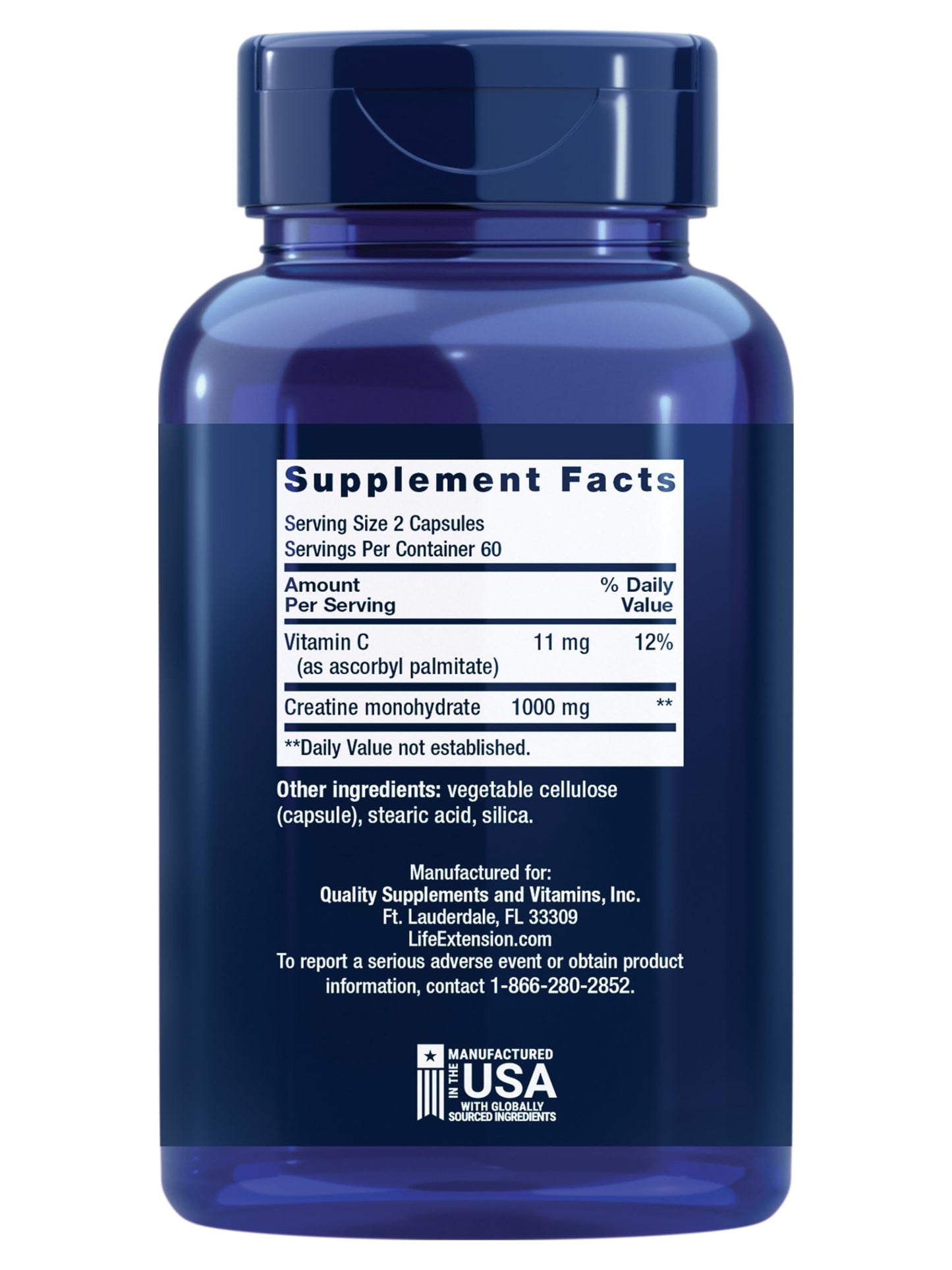 Life Extension Creatine Monohydrate Capsules 120 Capsules