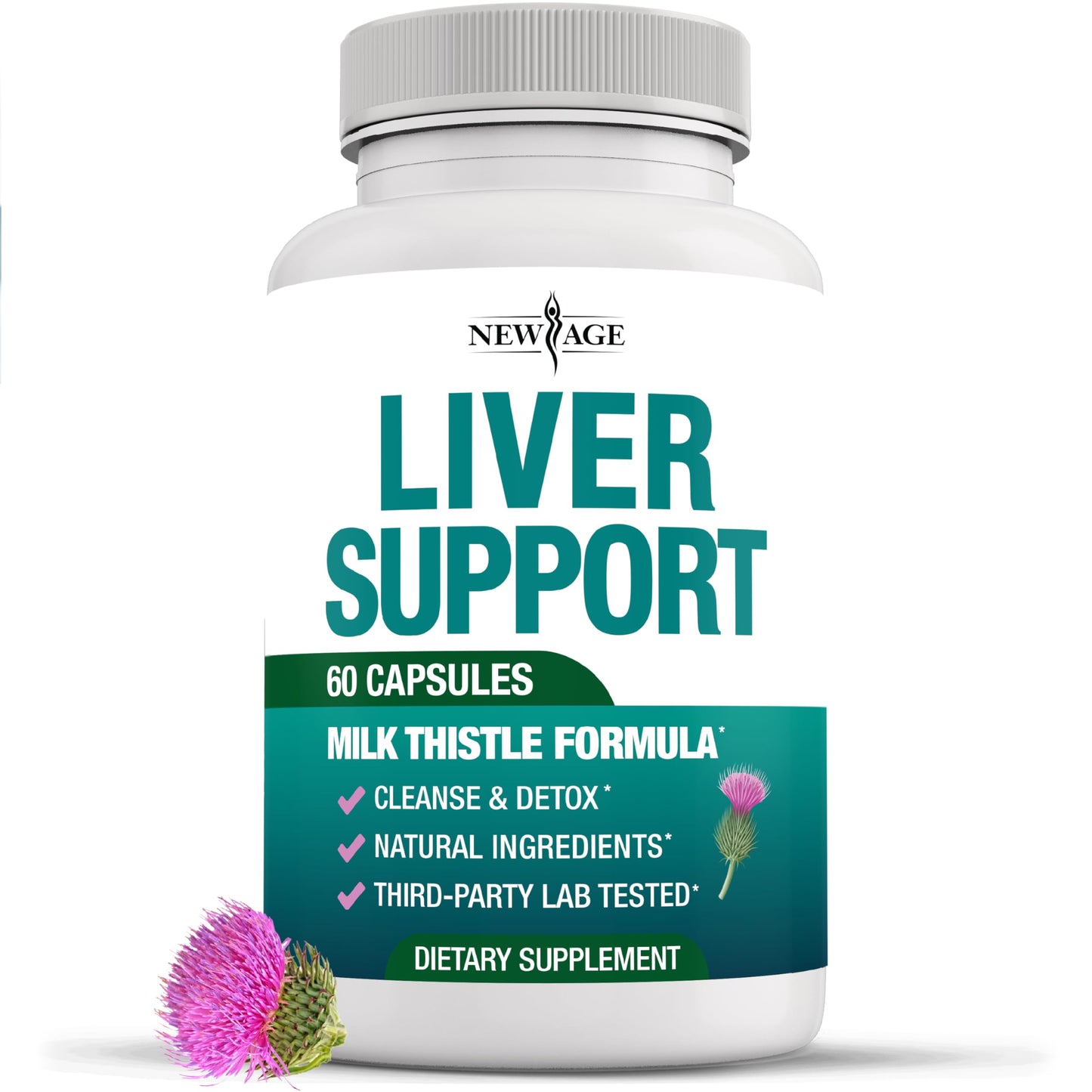 NEW AGE Liver Cleanse Detox & Repair Milk Thistle Supplement Capsule 60 Count