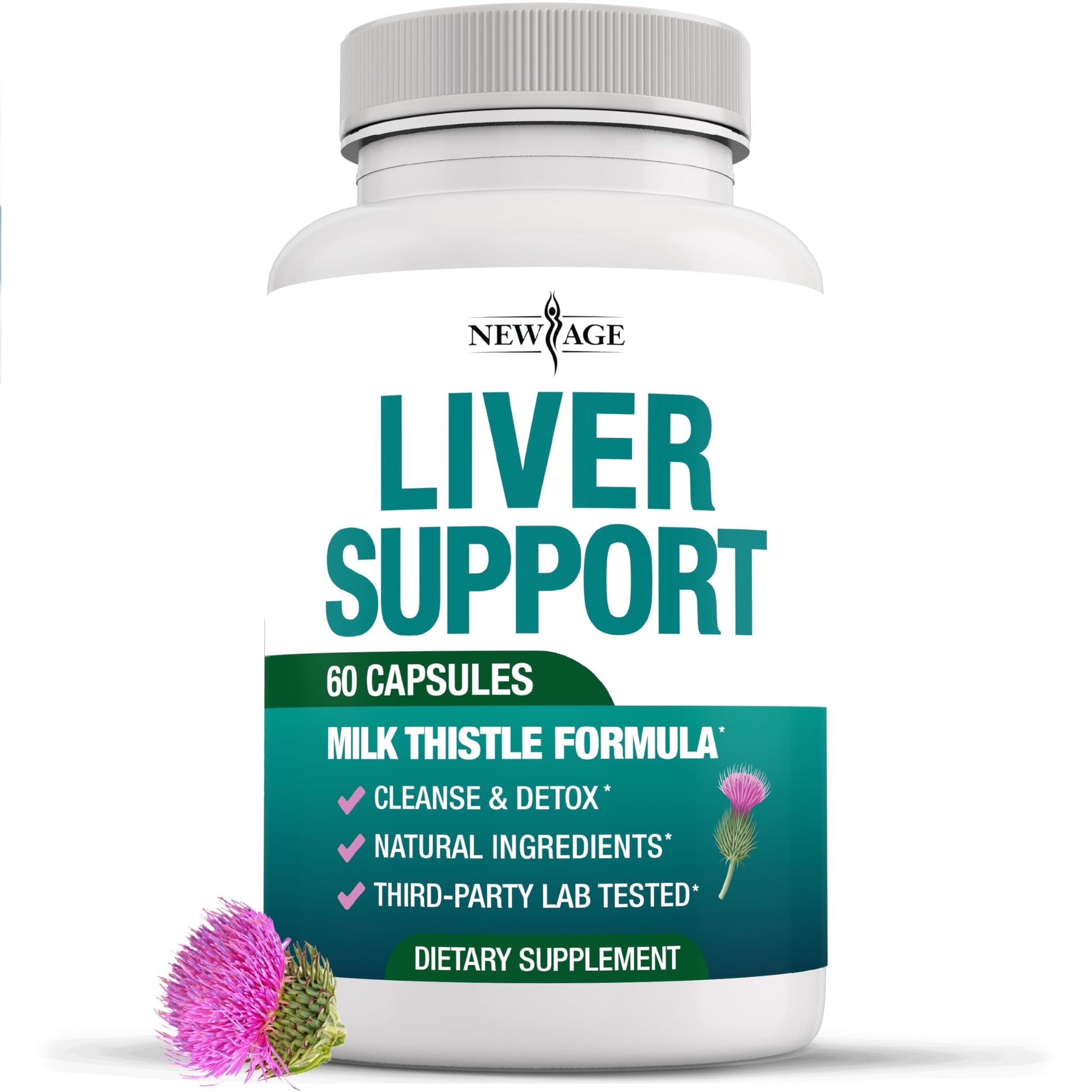NEW AGE Liver Cleanse Detox & Repair Milk Thistle Supplement Capsule 60 Count