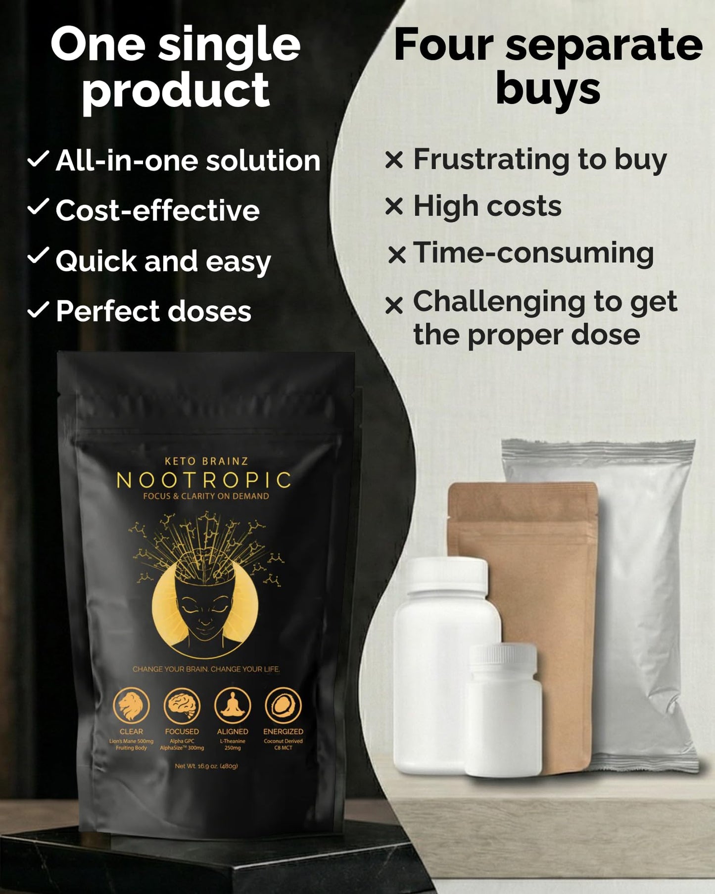 Keto Brainz Nootropic Creamer, C8 MCT, Lion's Mane Mushroom Powder 16