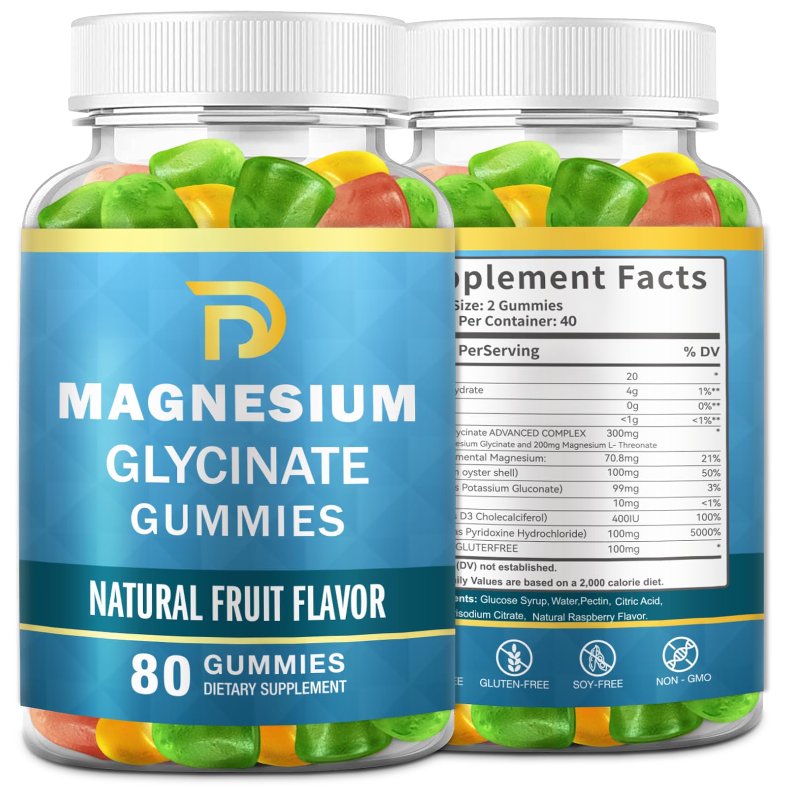 DriRaych Magnesium Glycinate Gummies, 80 Count