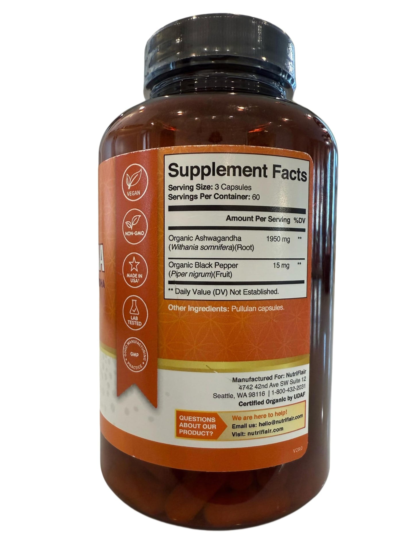 NutriFlair Ashwagandha Root Extract Capsule, 180 Count