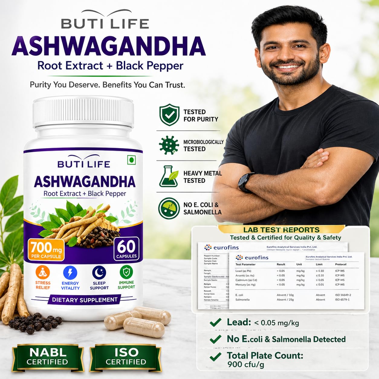 BUTI LIFE Ashwagandha 700mg Capsules 120 Count