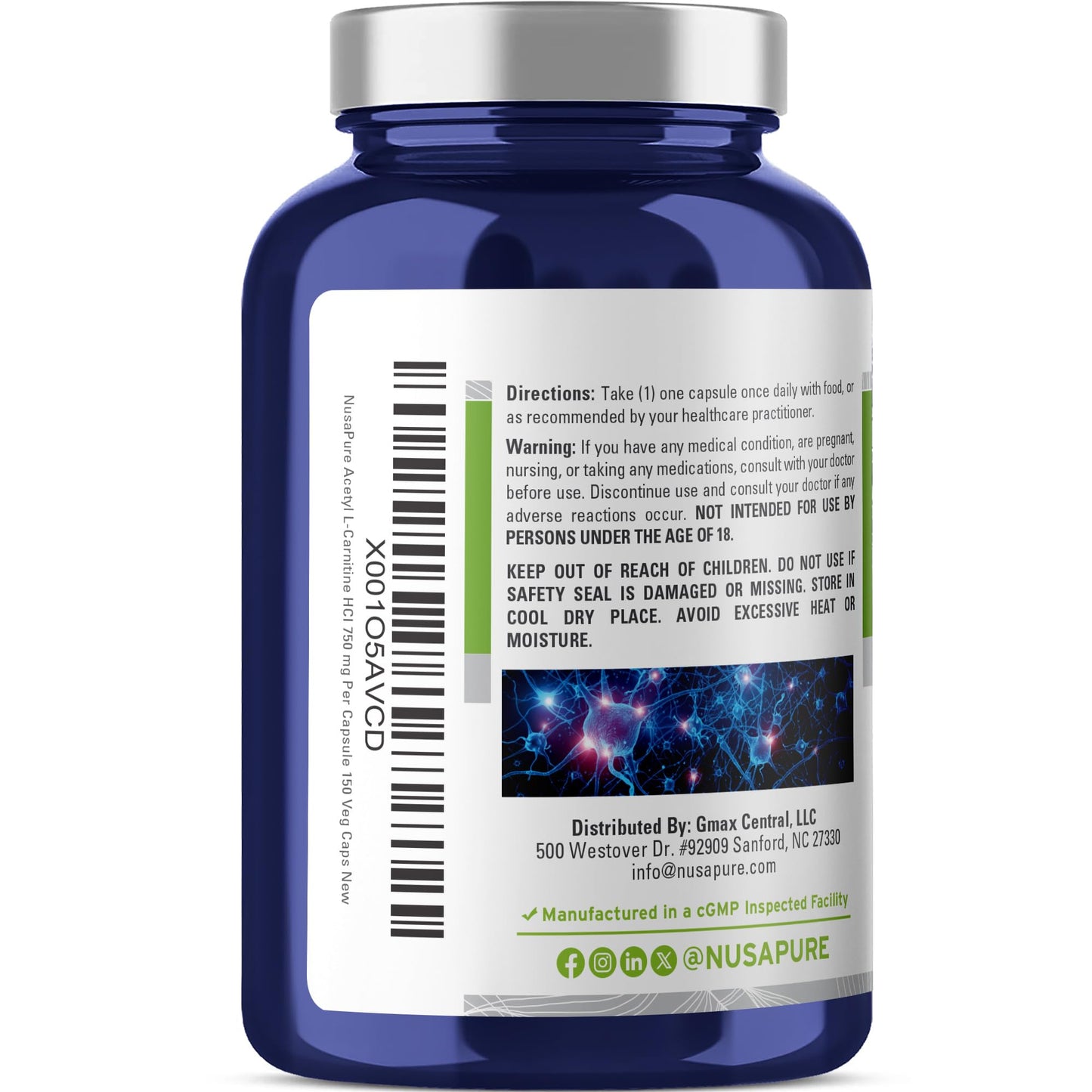 NusaPure Acetyl-L-Carnitine Capsule, 150 Veggie Caps