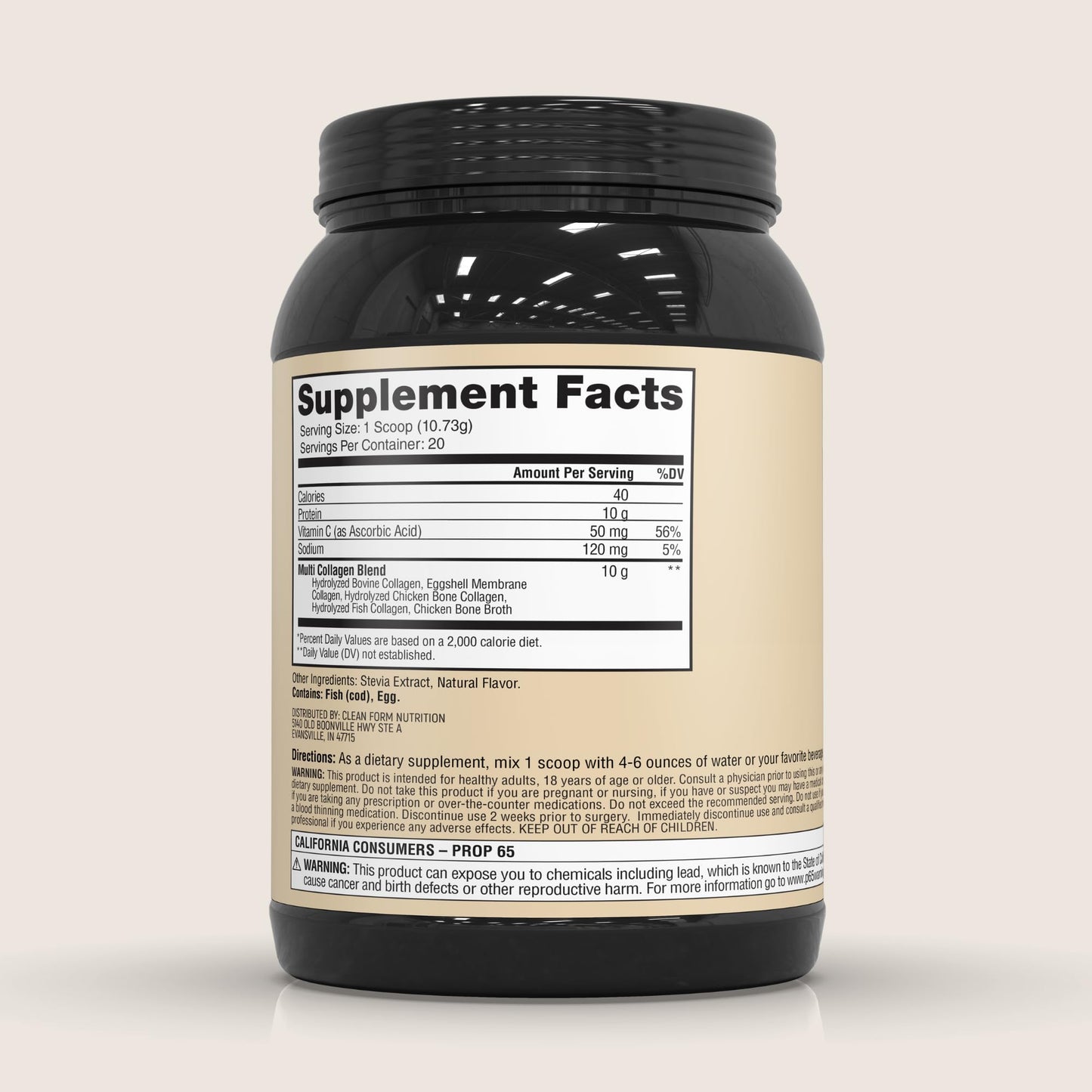 CleanForm Nutrition Iron Feather Collagen Vanilla Powder 10.32 oz