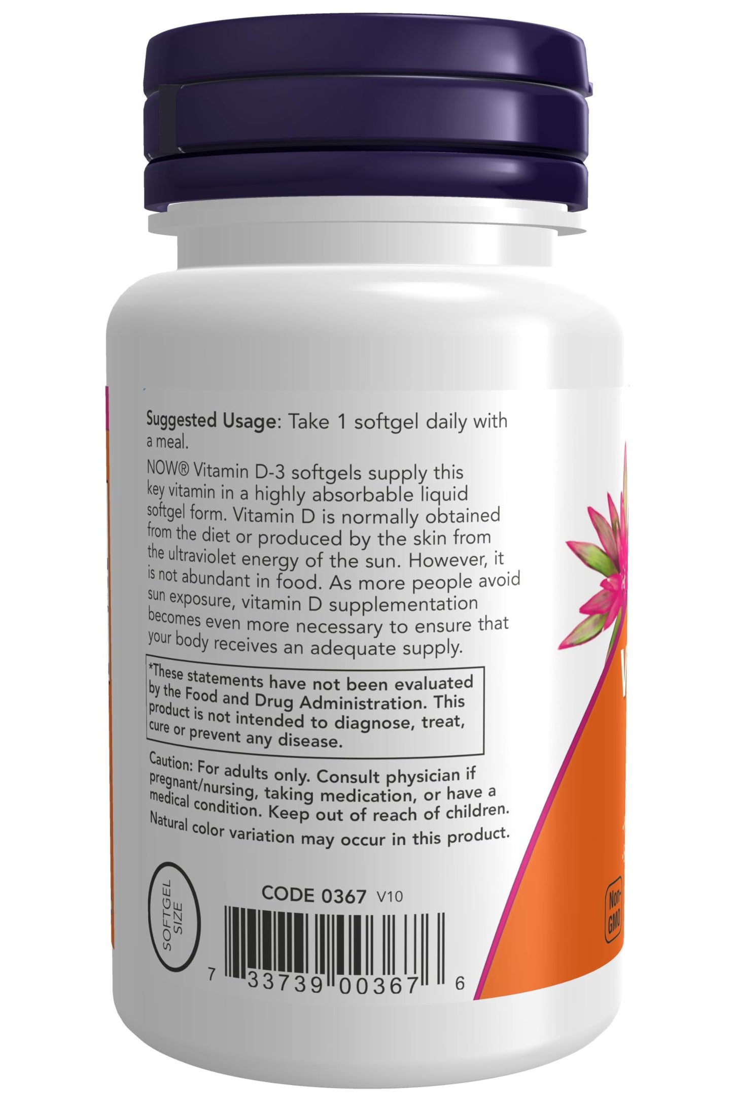 NOW Foods Vitamin D3 2000 IU Softgels, 120 Count