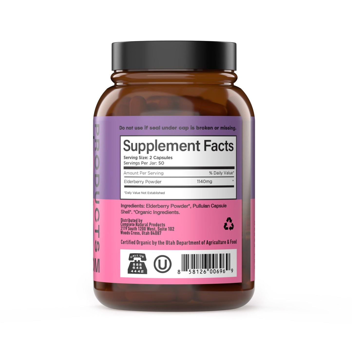 Complete Natural Products Elderberry 570mg Capsules, 100 Count