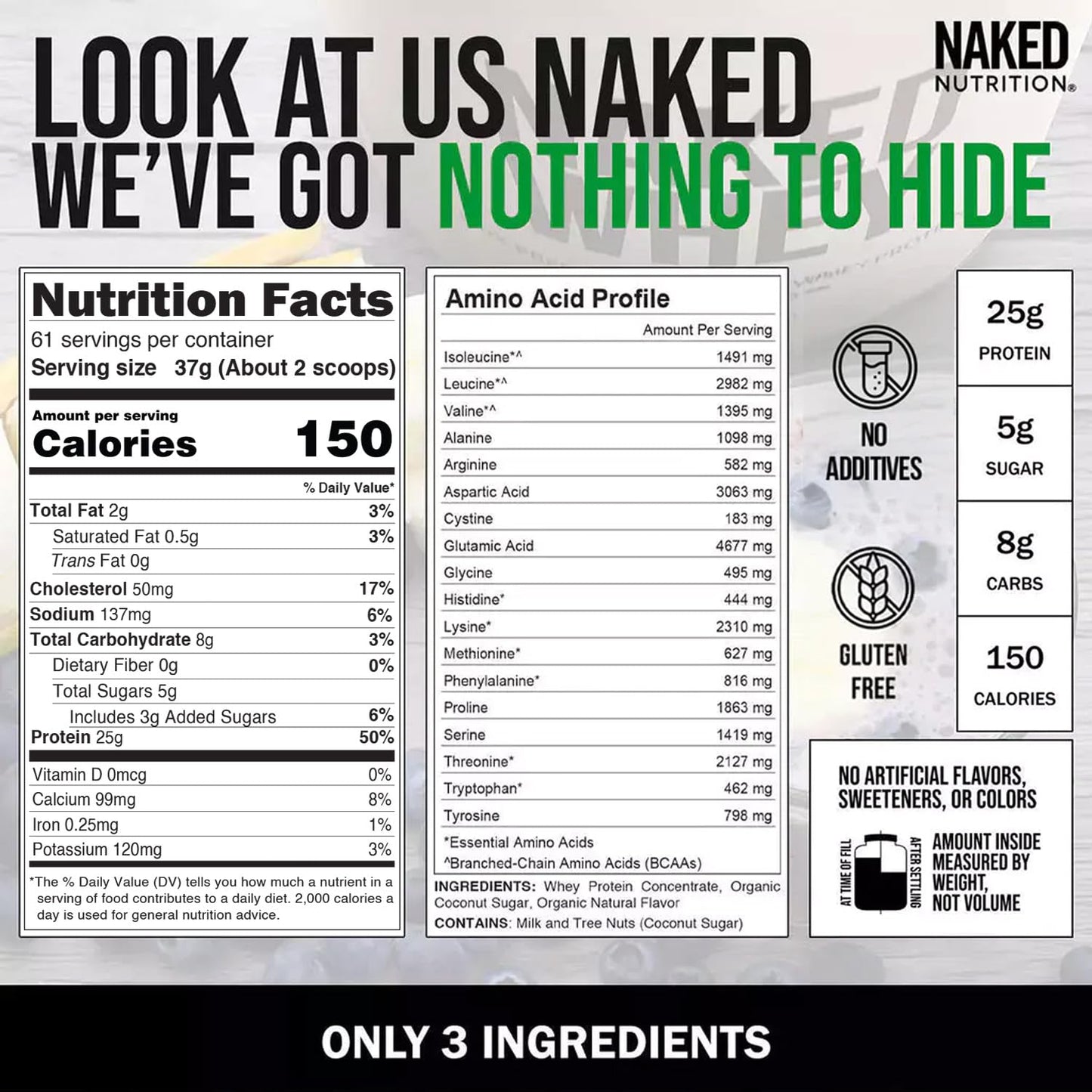 NAKED Vanilla Whey Protein Powder 80 Servings
