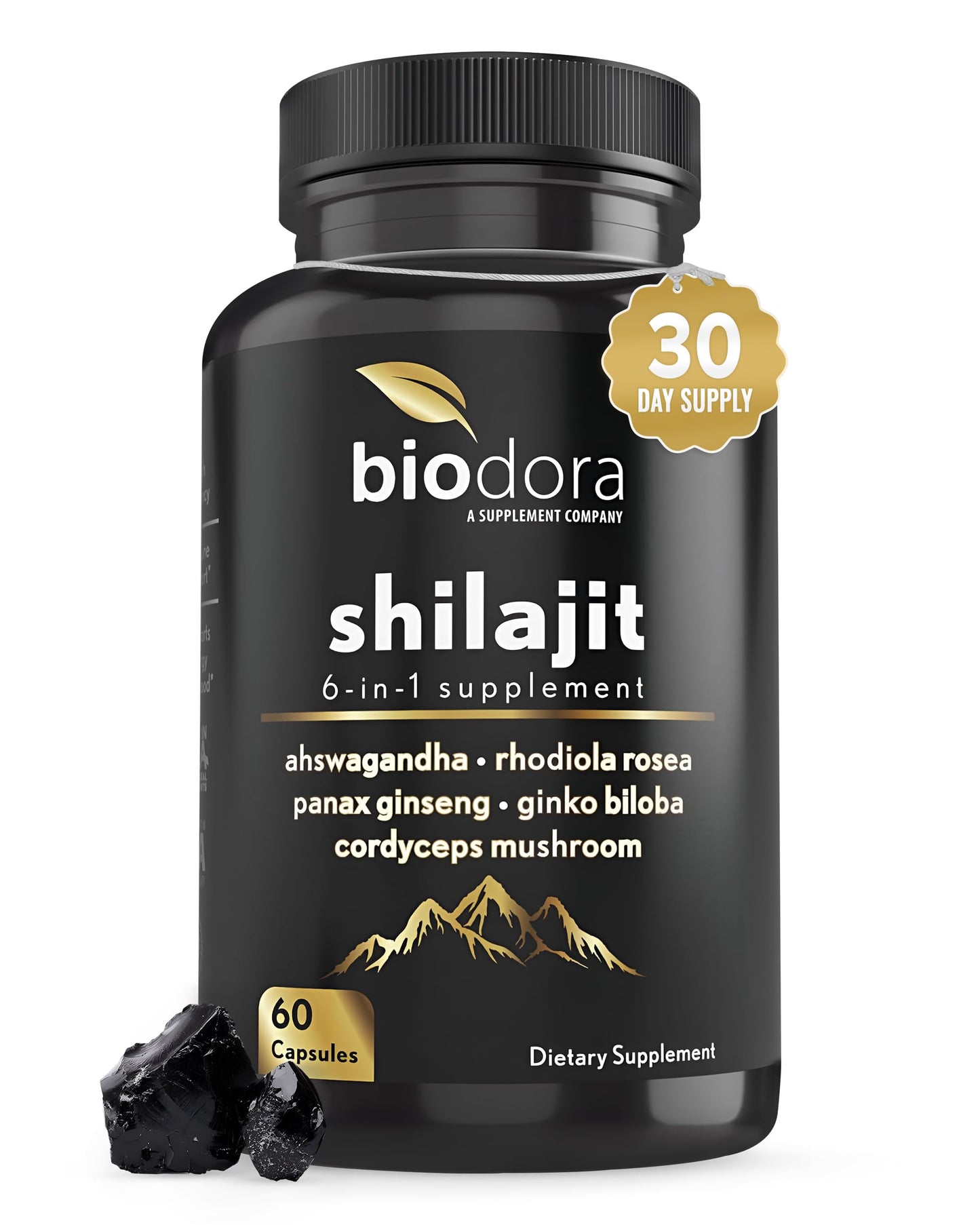 Biodora 6-in-1 Shilajit Supplement 300mg Capsule, 60 Count