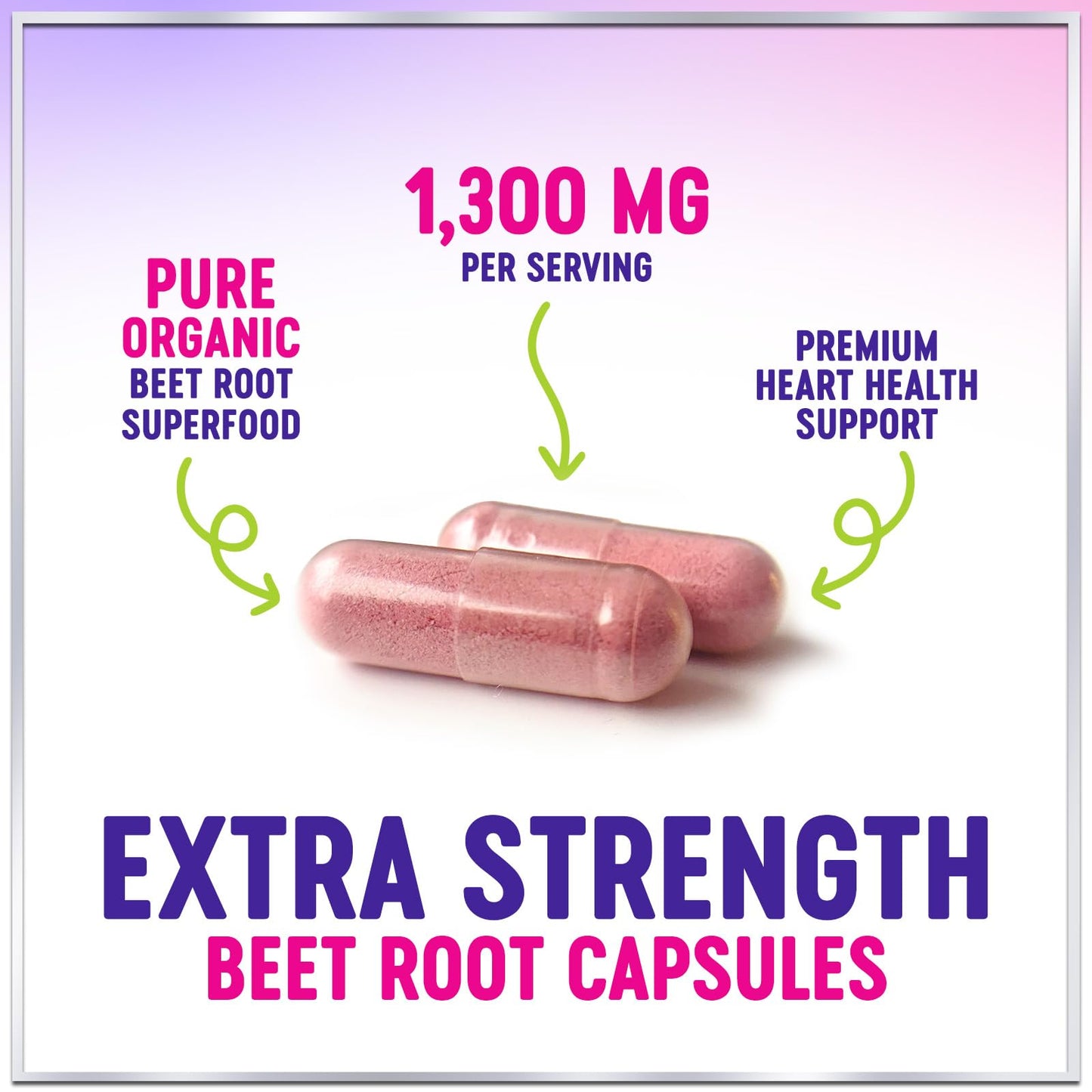 Hello Lovely! Organic Beet Root 1300mg Per Serving - Extra Strength Beetroot Supplement, Supports Athletic Performance, Vitality & Immune System, Best Beet Root Powder, Non-GMO, Bottled USA, 60 Capsules