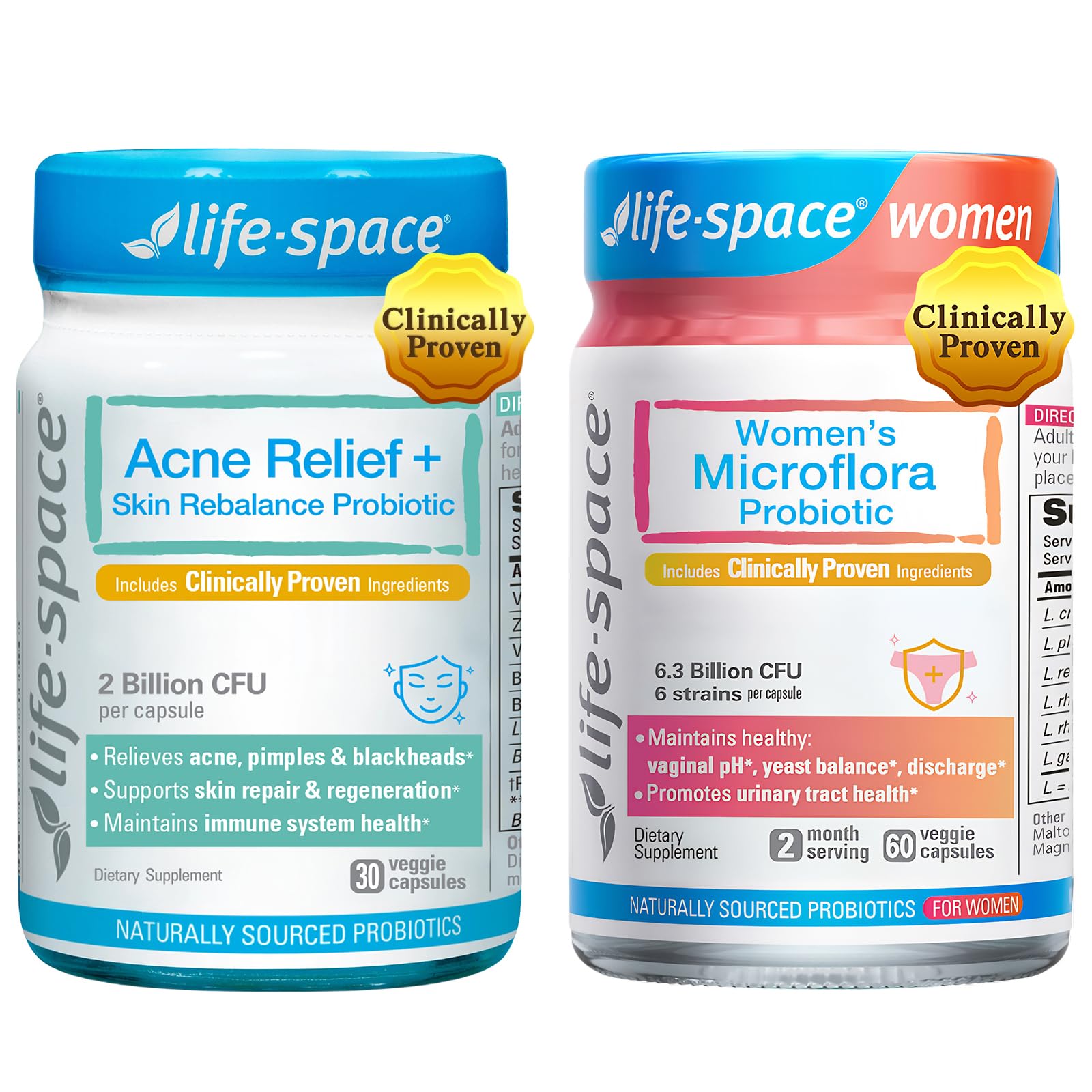 Life-Space Probiotics for Women + Skin Probiotic Capsules, 90 Count