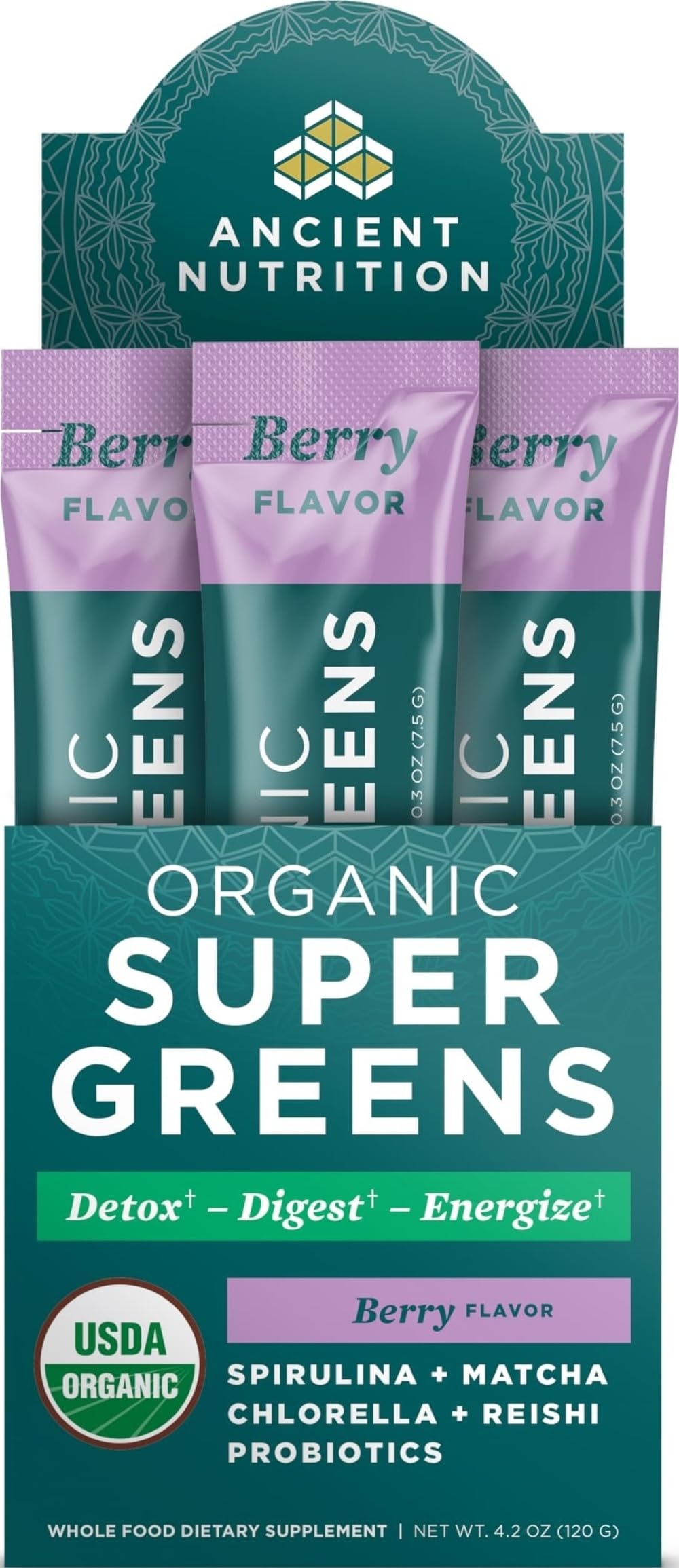 Ancient Nutrition Organic Super Greens Powder 4.2 Ounce