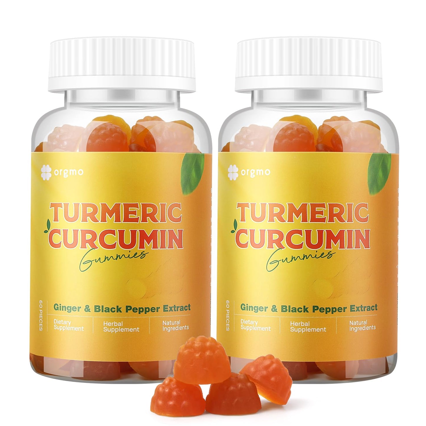 ORGMO Turmeric Curcumin Gummies with Black Pepper, 120 Gummies