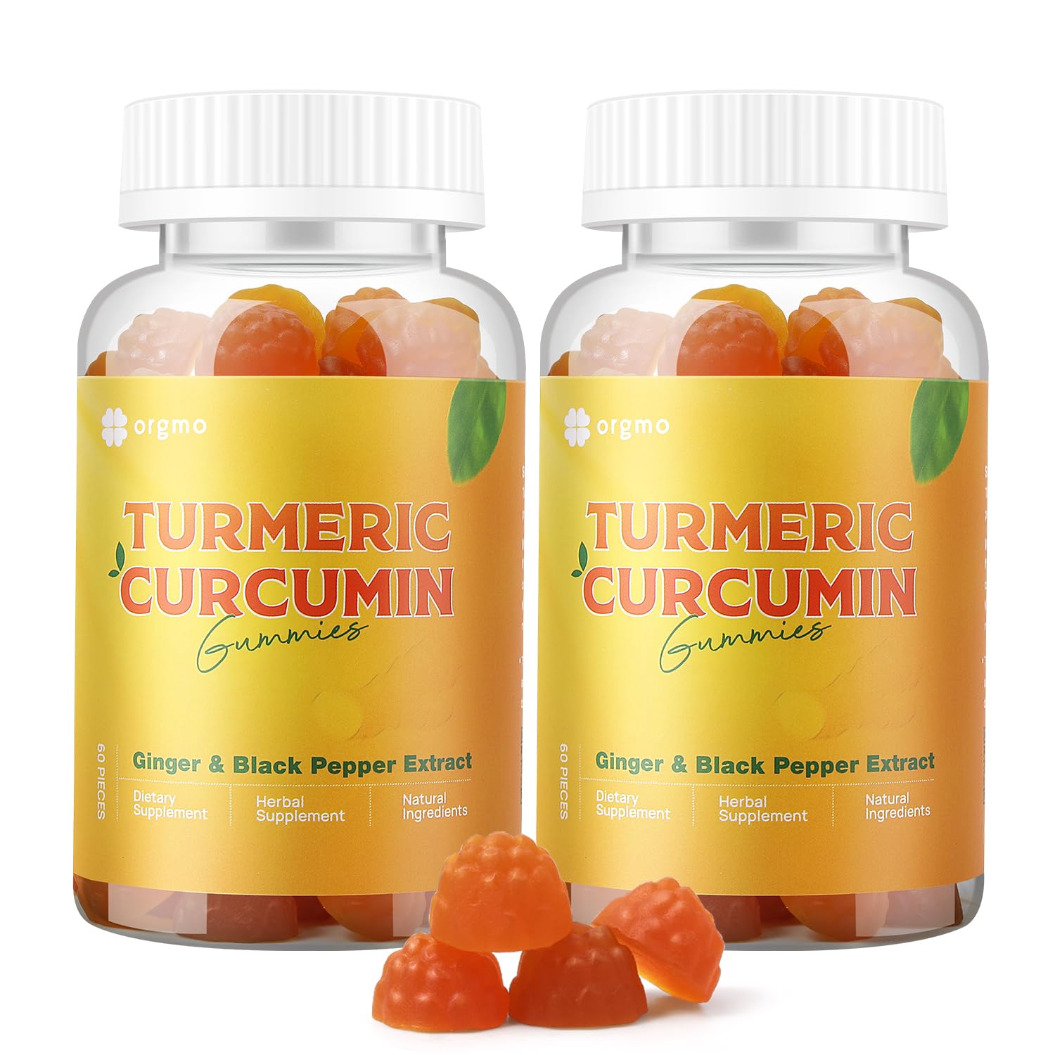 ORGMO Turmeric Curcumin Gummies with Black Pepper, 120 Gummies