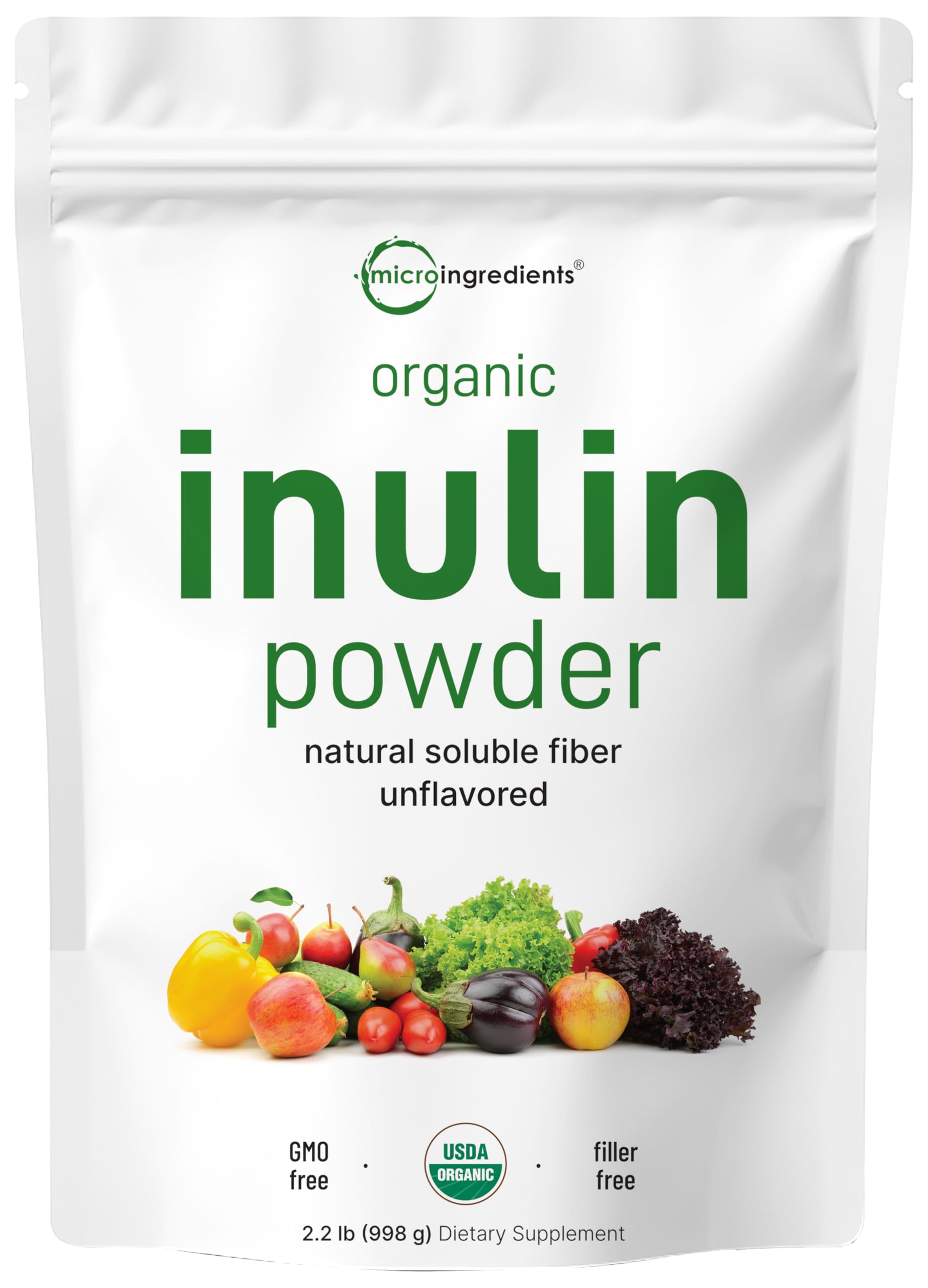 Micro Ingredients Organic Inulin FOS Fiber Powder, 35.2