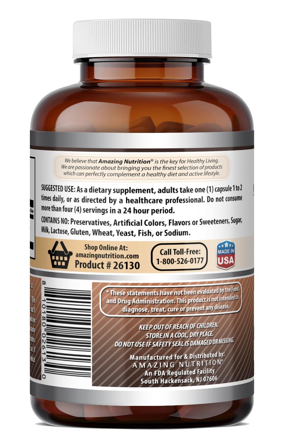 Amazing Nutrition Caffeine 200 Mg per Serving Capsule, 240 Count