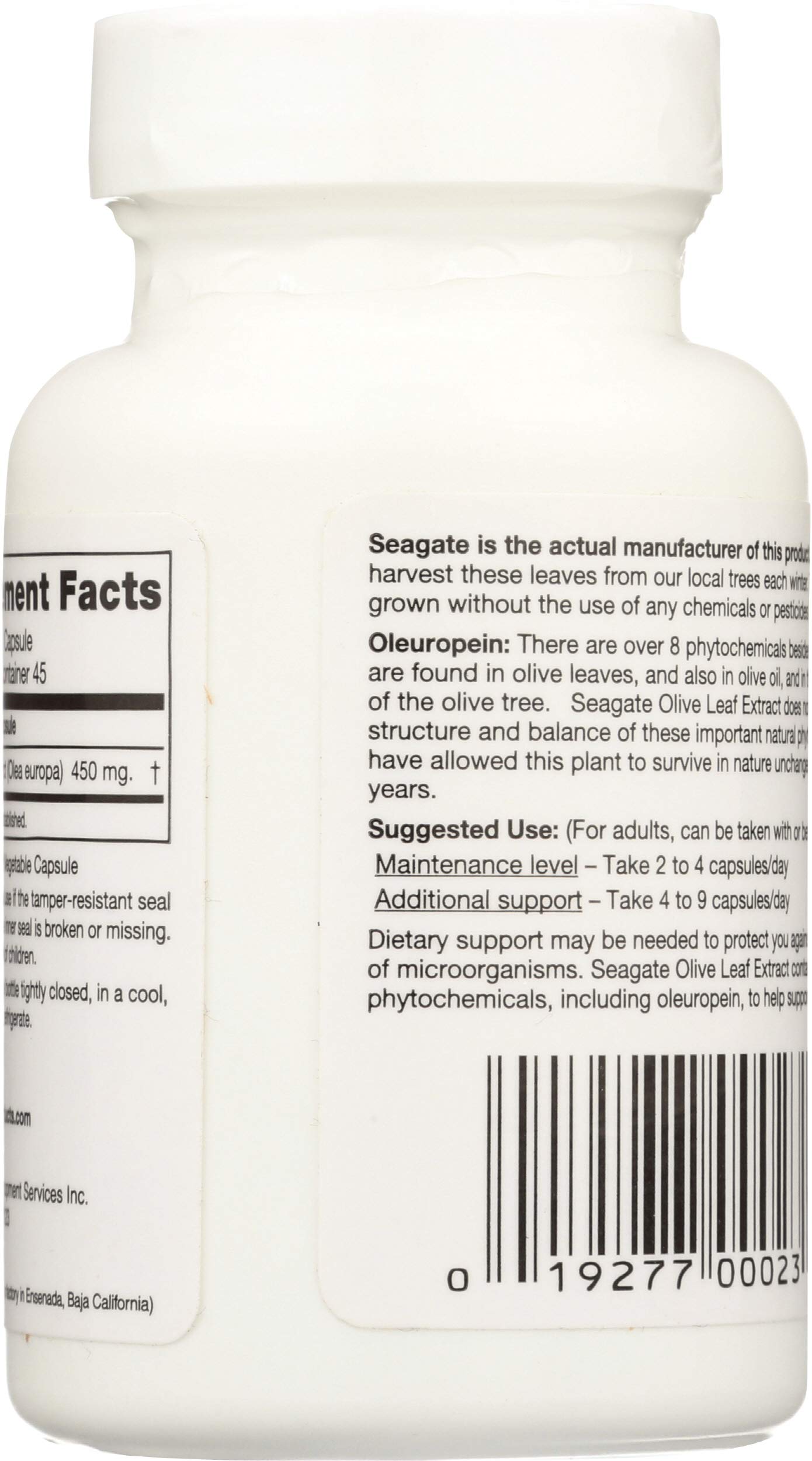 Seagate Olive Leaf Extract 450mg Capsules, 45 Count