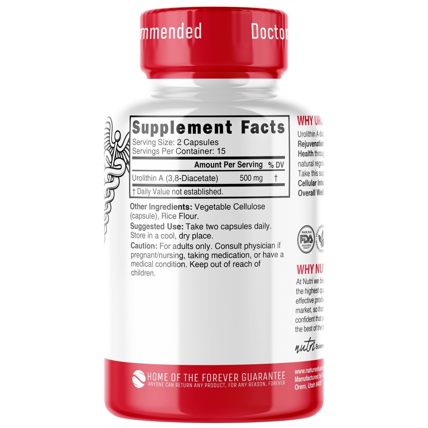 Nature's Fusions Nutri Urolithin A Supplement 500mg Capsule 30 Capsules