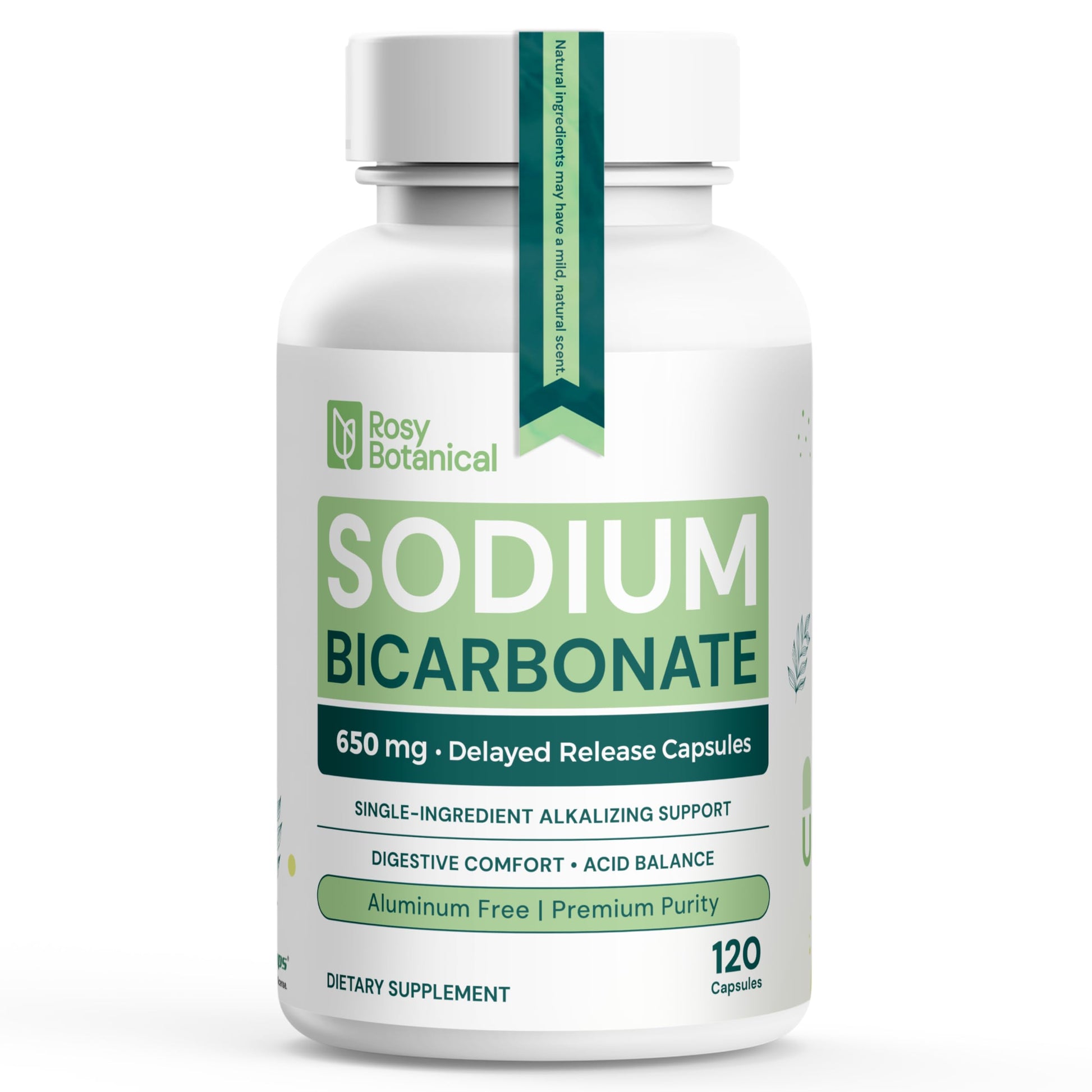 ROSY BOTANICAL Pure Sodium Bicarbonate 650 mg Capsules 120 Count