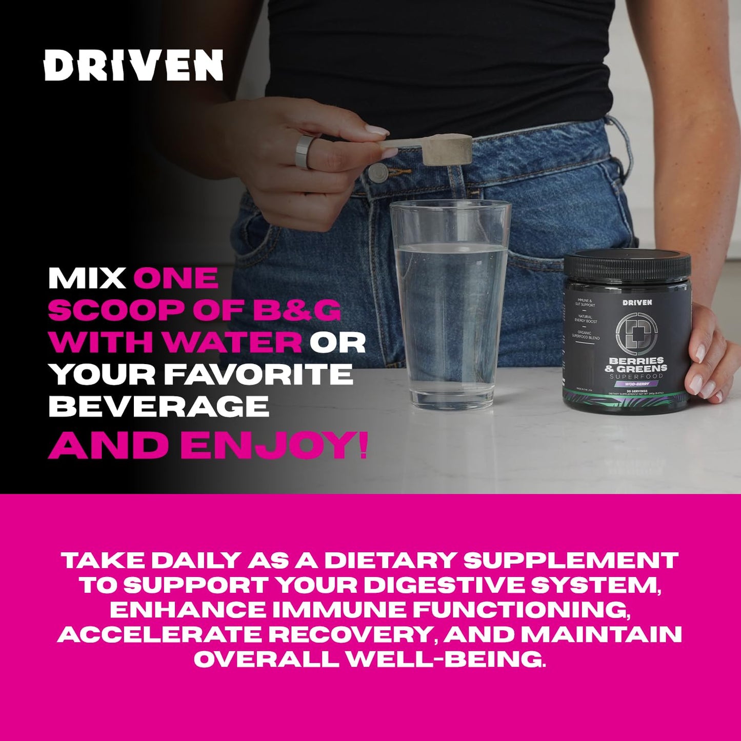 Driven Nutrition B&G Berries & Greens Superfood Powder, 8.47 Ounce