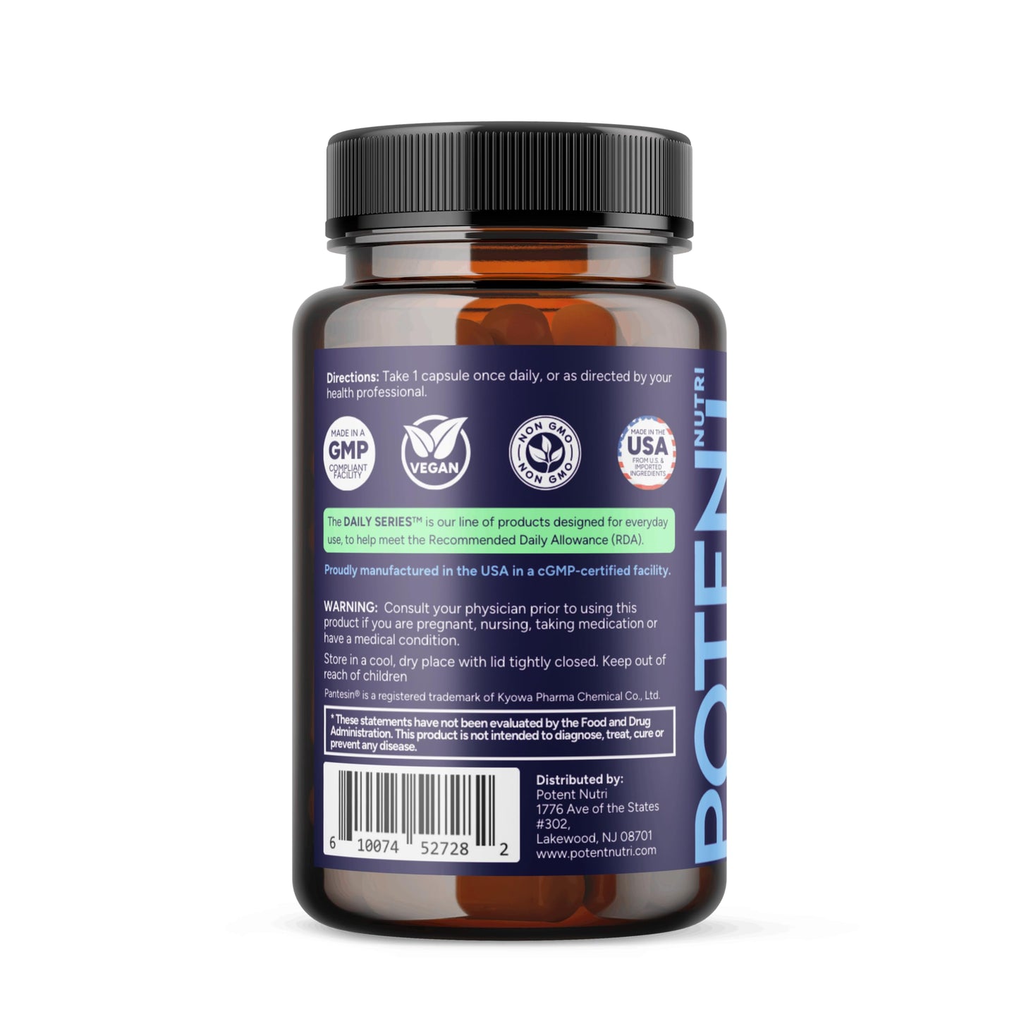 Potent Nutri Low Dose B-Complex Capsule, 60 Count
