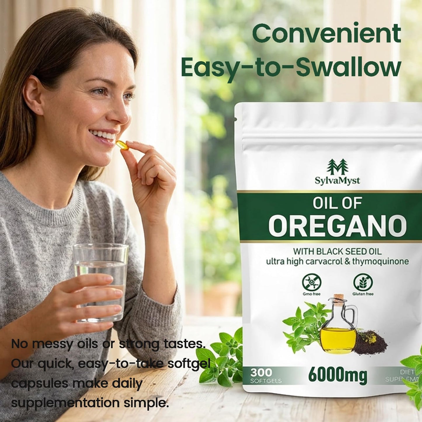 SylvaMyst Organic Oregano & Black Seed Oil Softgels, 300