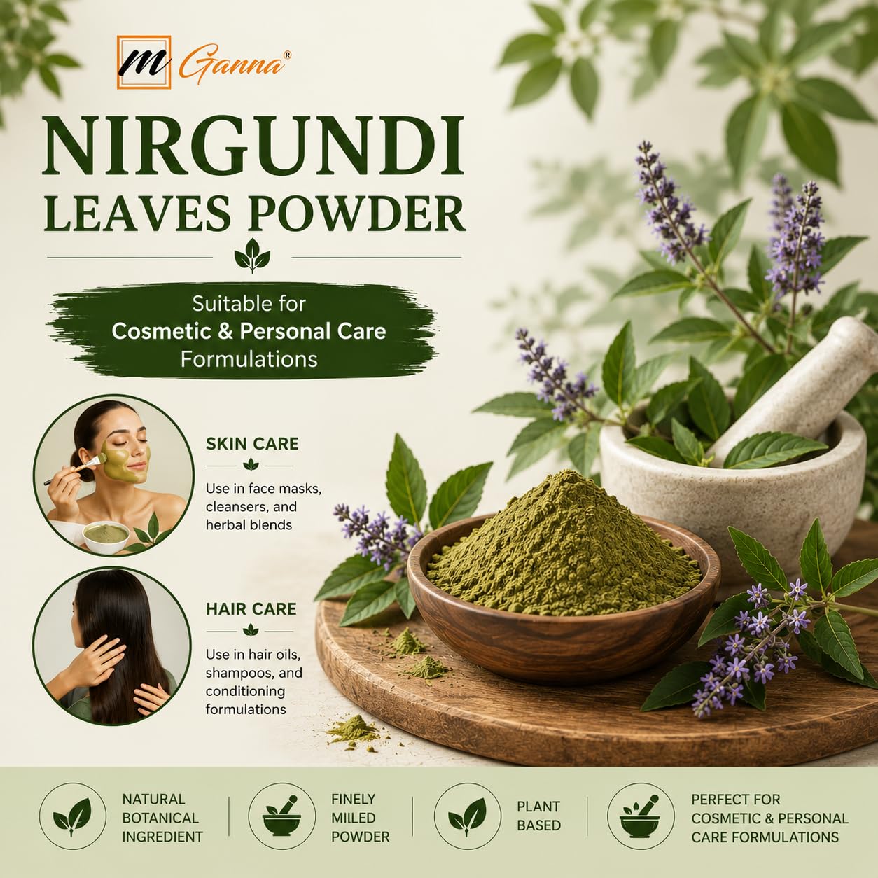 mGanna Nirgundi Leaves Powder (Vitex negundo) 8