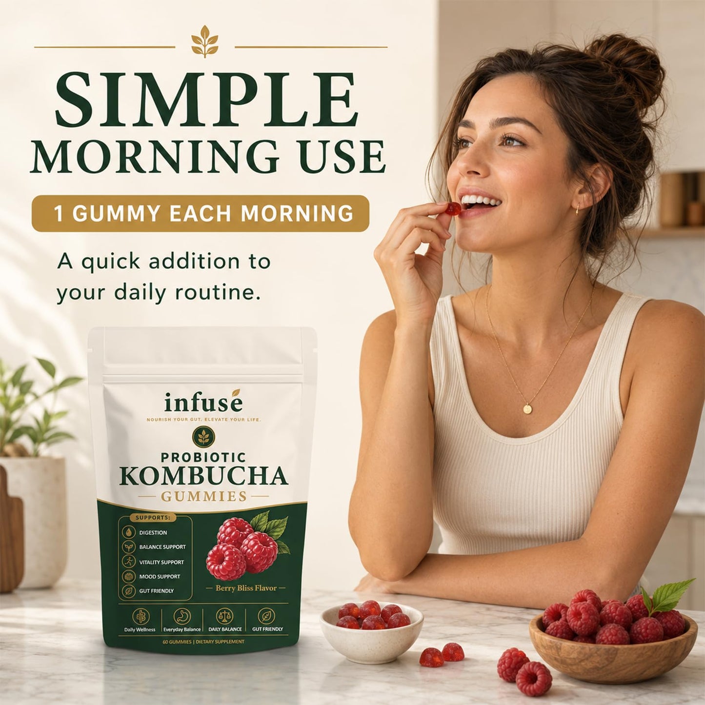 Timbersonic Infuse Probiotic Kombucha Gummies Supplement Vitamin Capsule 1