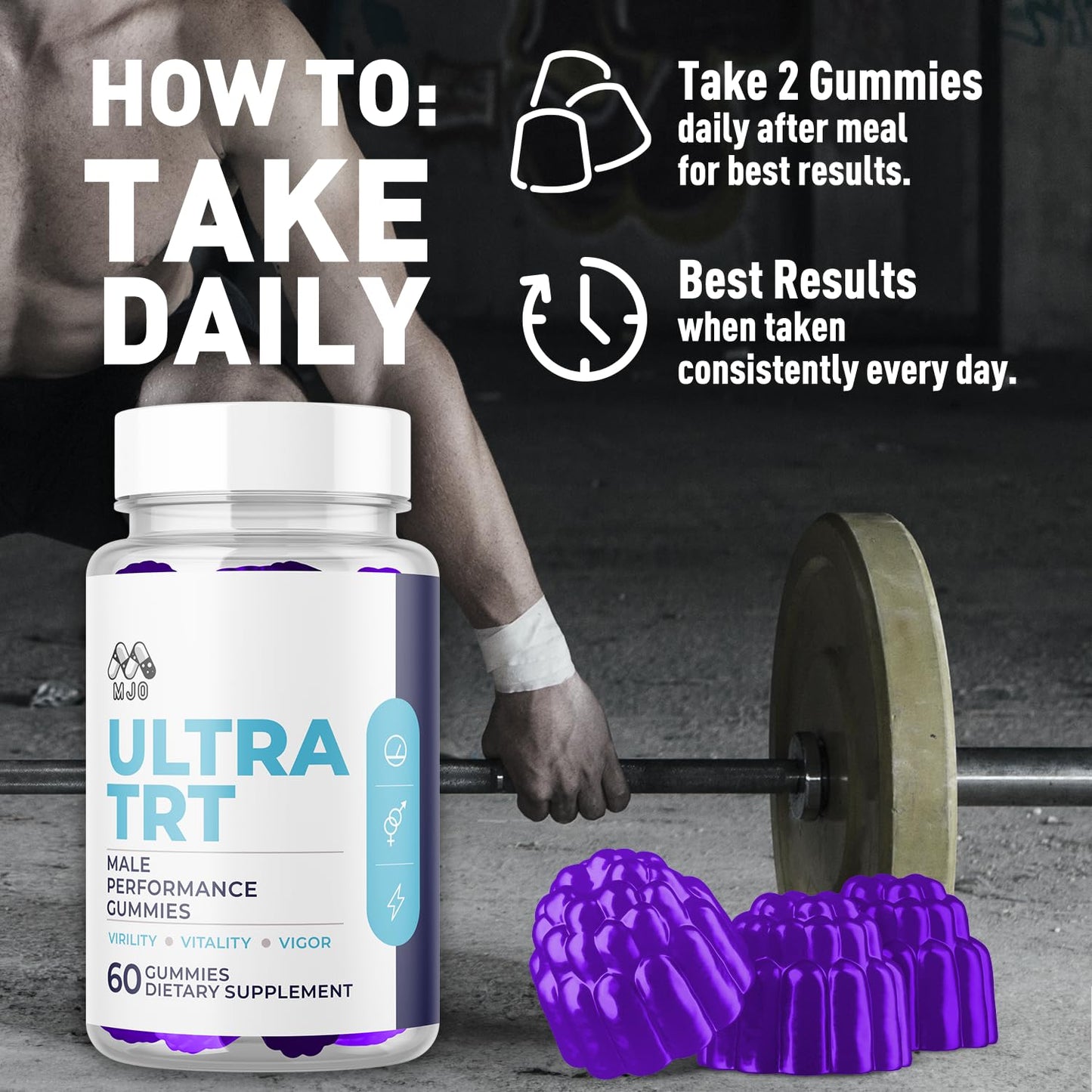 MJO Ultra TRT Gummies for Men Chewable 120 Count