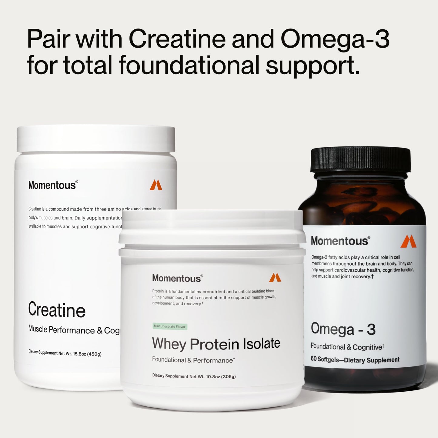Momentous Essential Grass-Fed Whey Protein Powder, 12 Servings