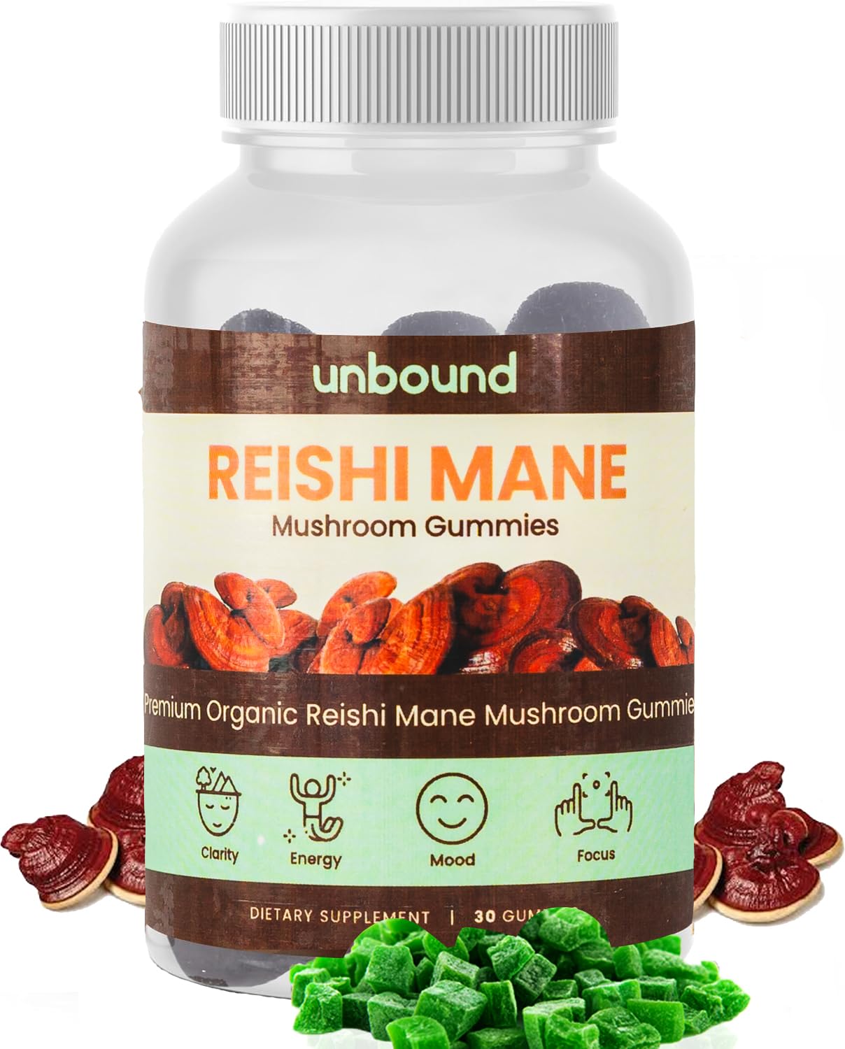 Unbound Mushroom Gummies Reishi Mushroom 60 Gummies