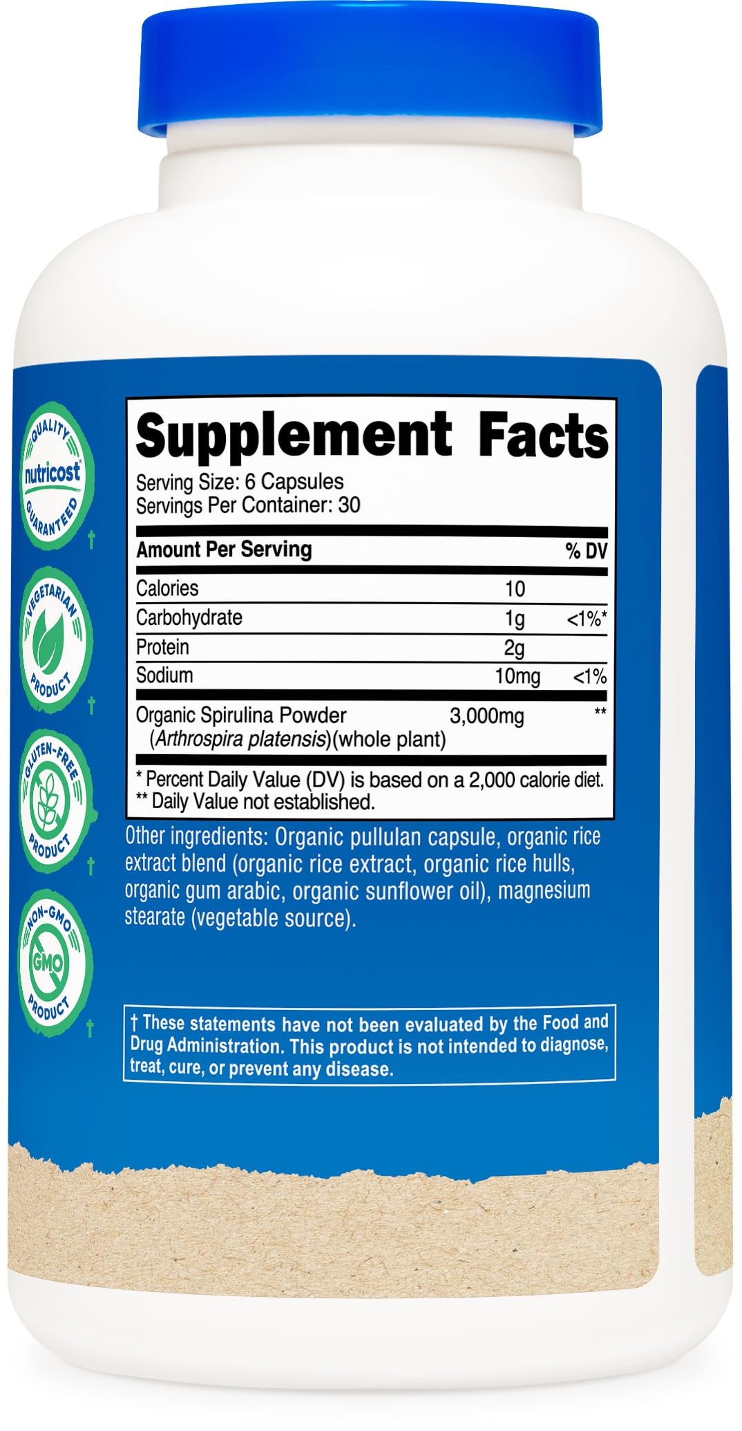 Nutricost Spirulina 3,000mg Capsules 180 Count