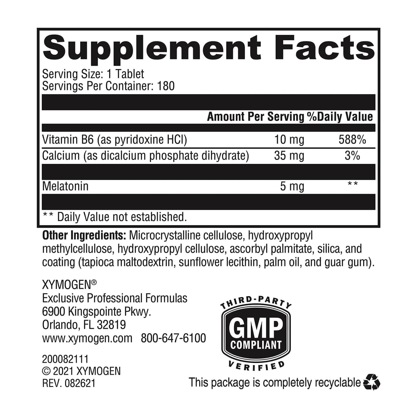 XYMOGEN Melatonin CR 5mg Extended Release Tablets, 180 Tablets
