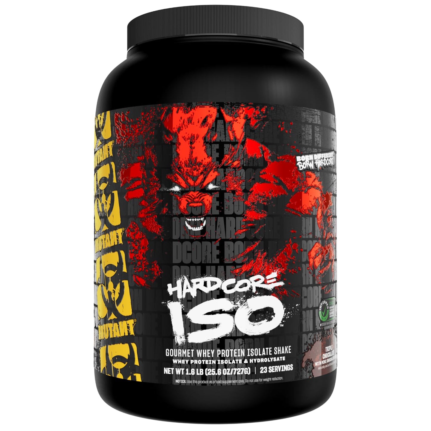 Mutant Hardcore ISO Whey Protein Isolate Powder, Triple Chocolate, 1.6 lb