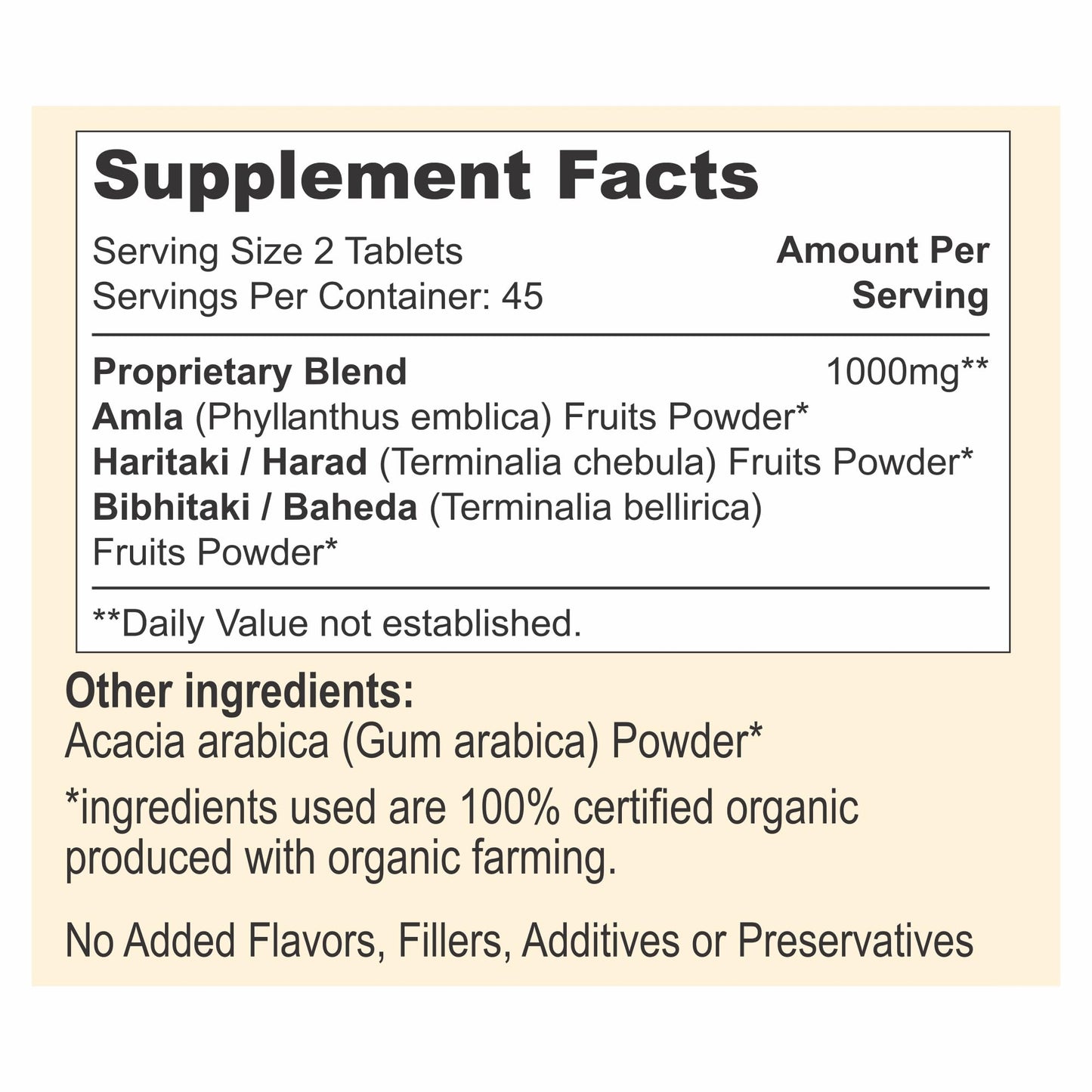 PureAyurbliss Triphala 500mg Tablets, 90 Count
