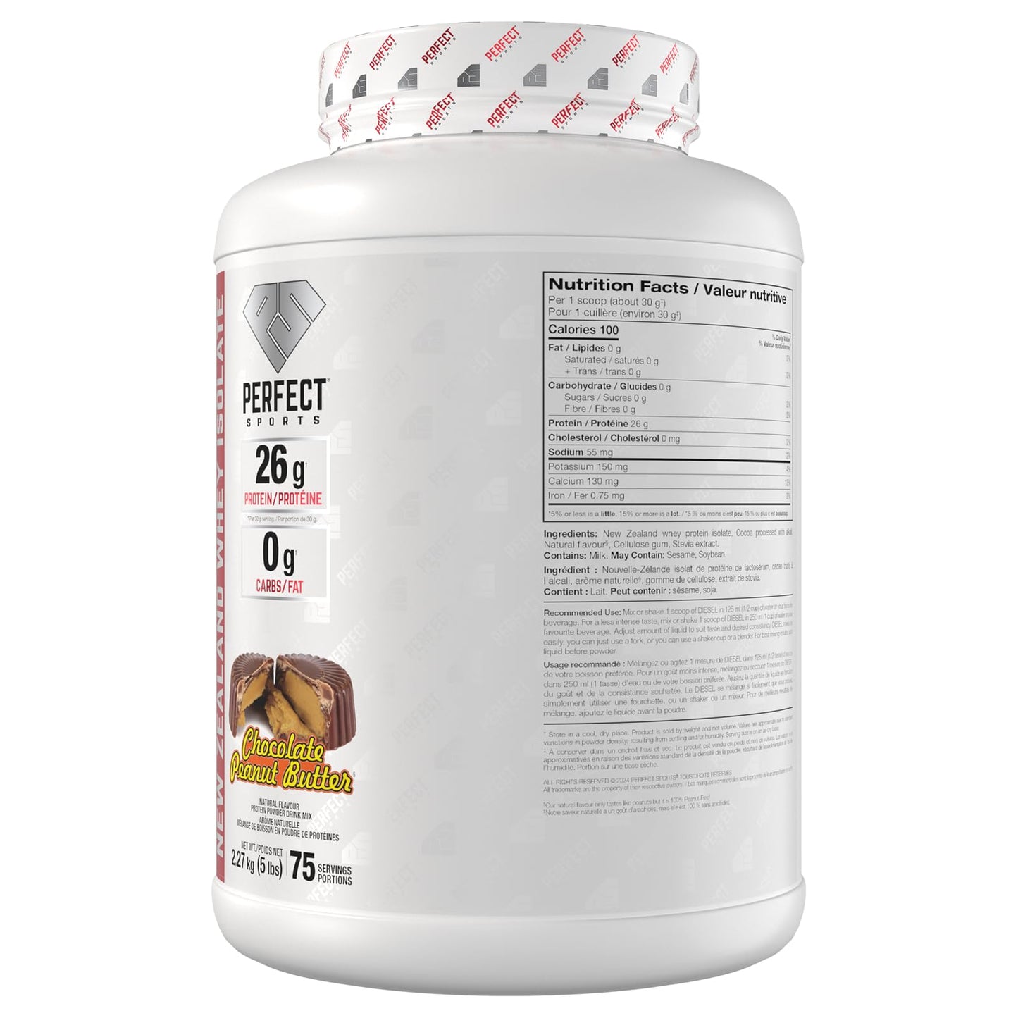PERFECT SPORTS Diesel 100% New Zealand Whey Protein Isolate Powder, Chocolate Peanut Butter, 80 Servings
