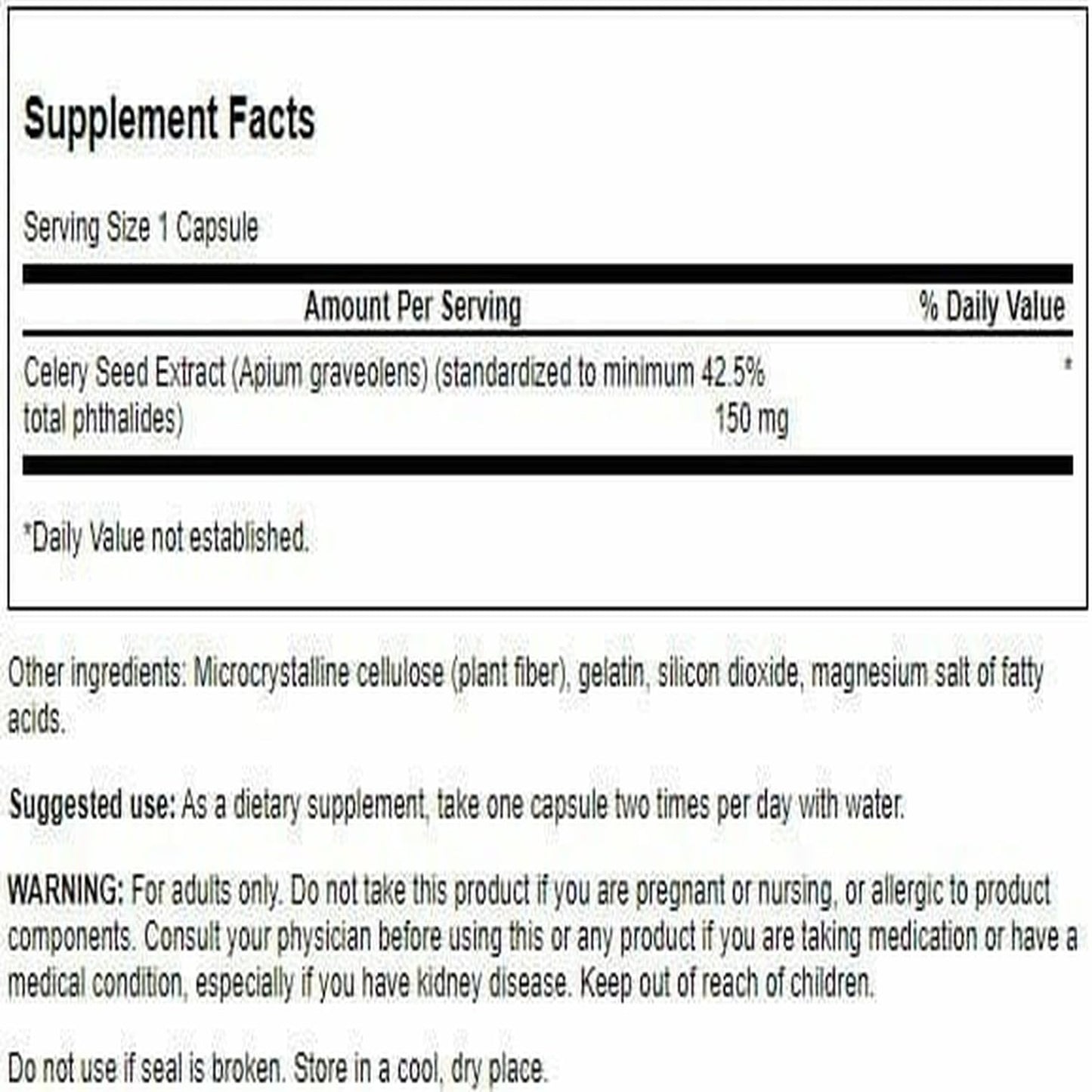 Swanson Celery Seed Extract Capsules 60 Capsules