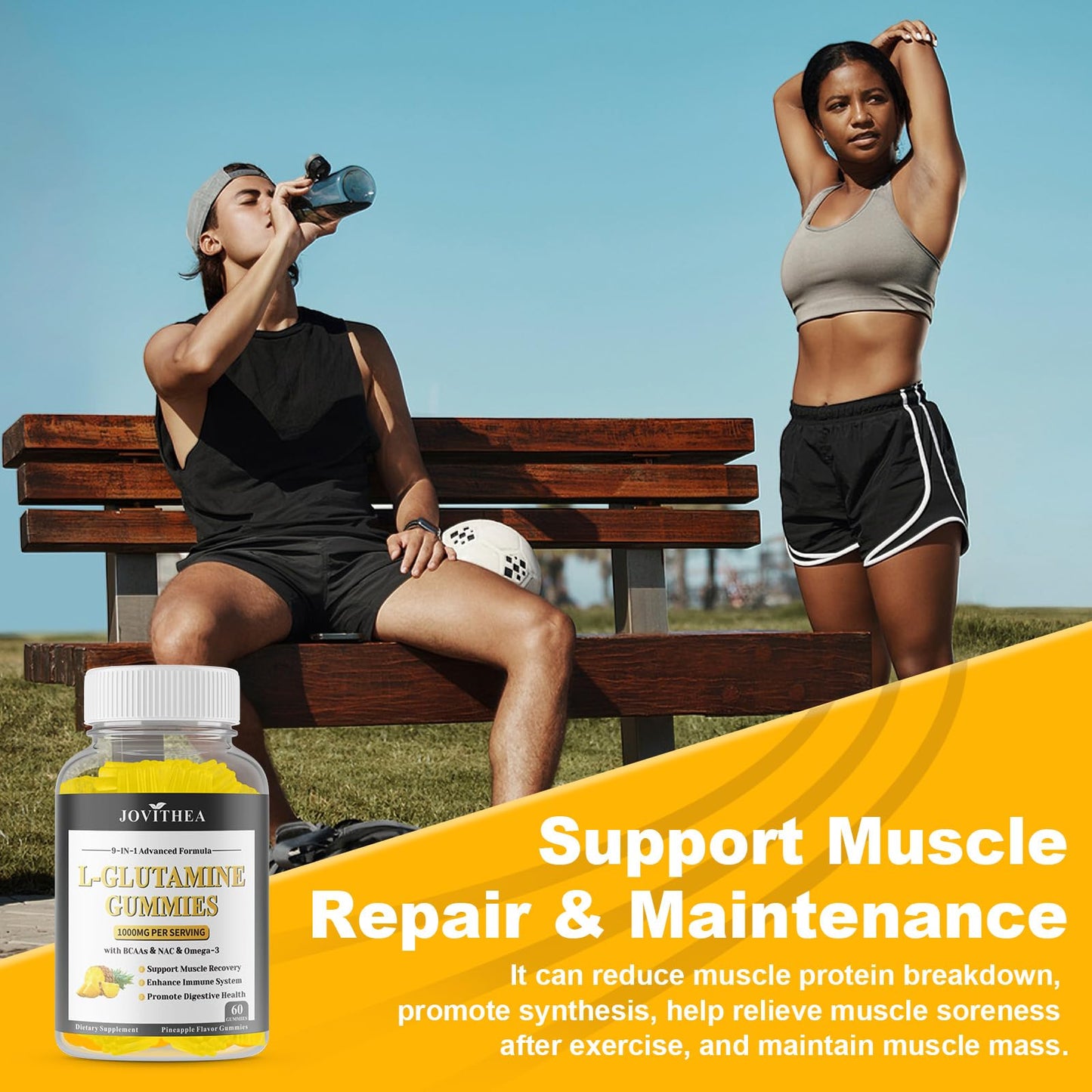 JOVITHEA L-Glutamine Gummies 1000mg 60 Count