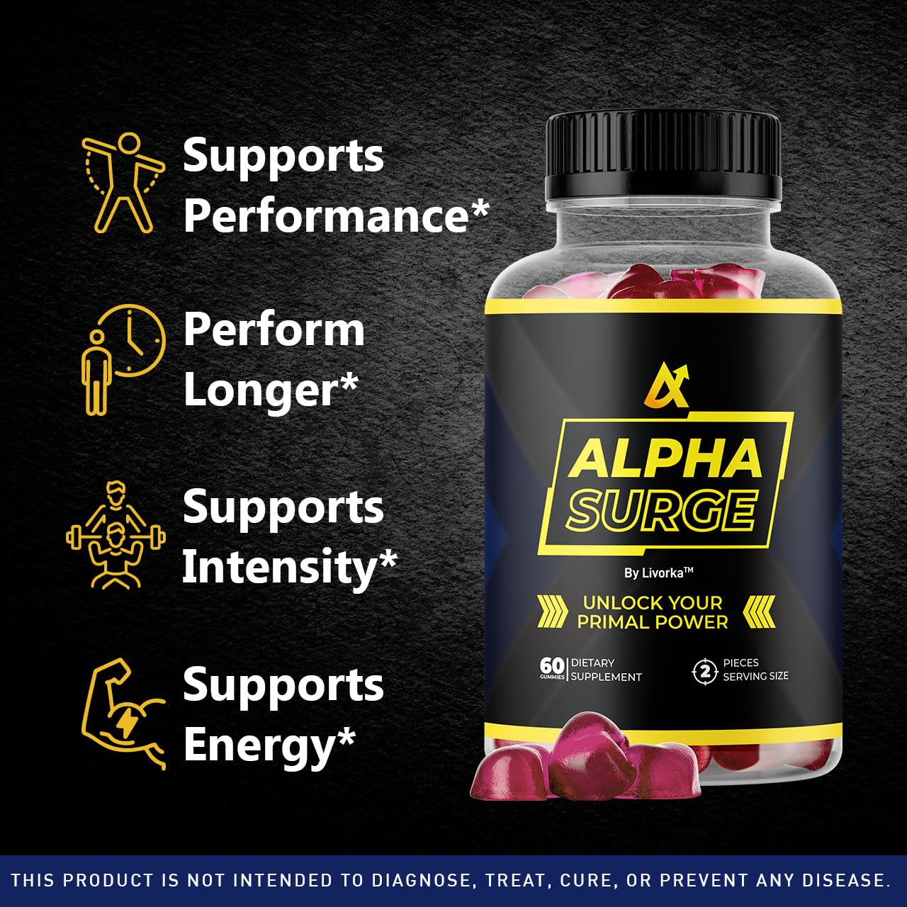 LIVORKA Alpha Surge Gummies All Natural Premium Support Advanced Formula, 300 Gummies