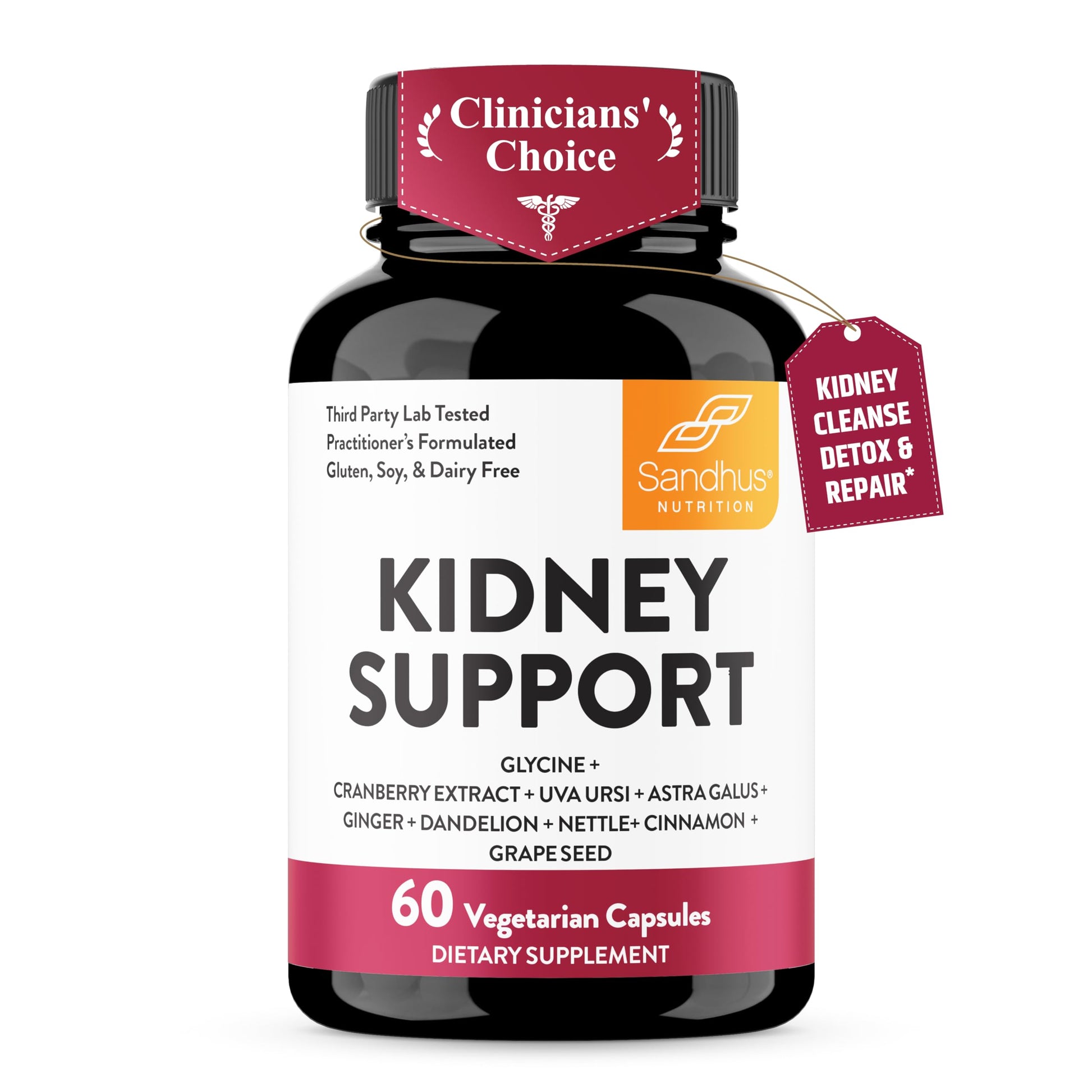 Sandhu's Kidney Cleanse Detox & Repair Support Supplement with Cranberry Extract, Capsule, 60 Count