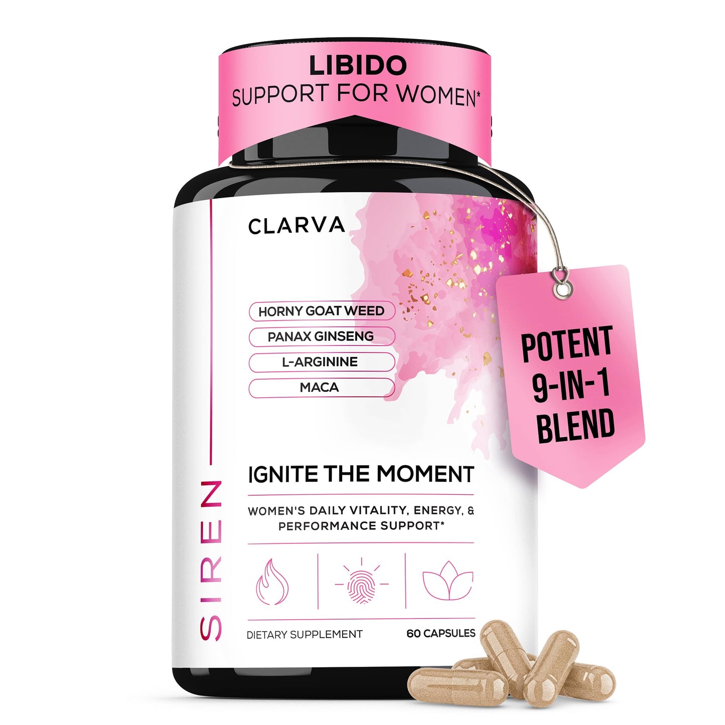 CLARVA Libido Support for Women with Horny Goat Weed & Maca – Hormone Balance & Intimacy Support – Capsule, 60 Count