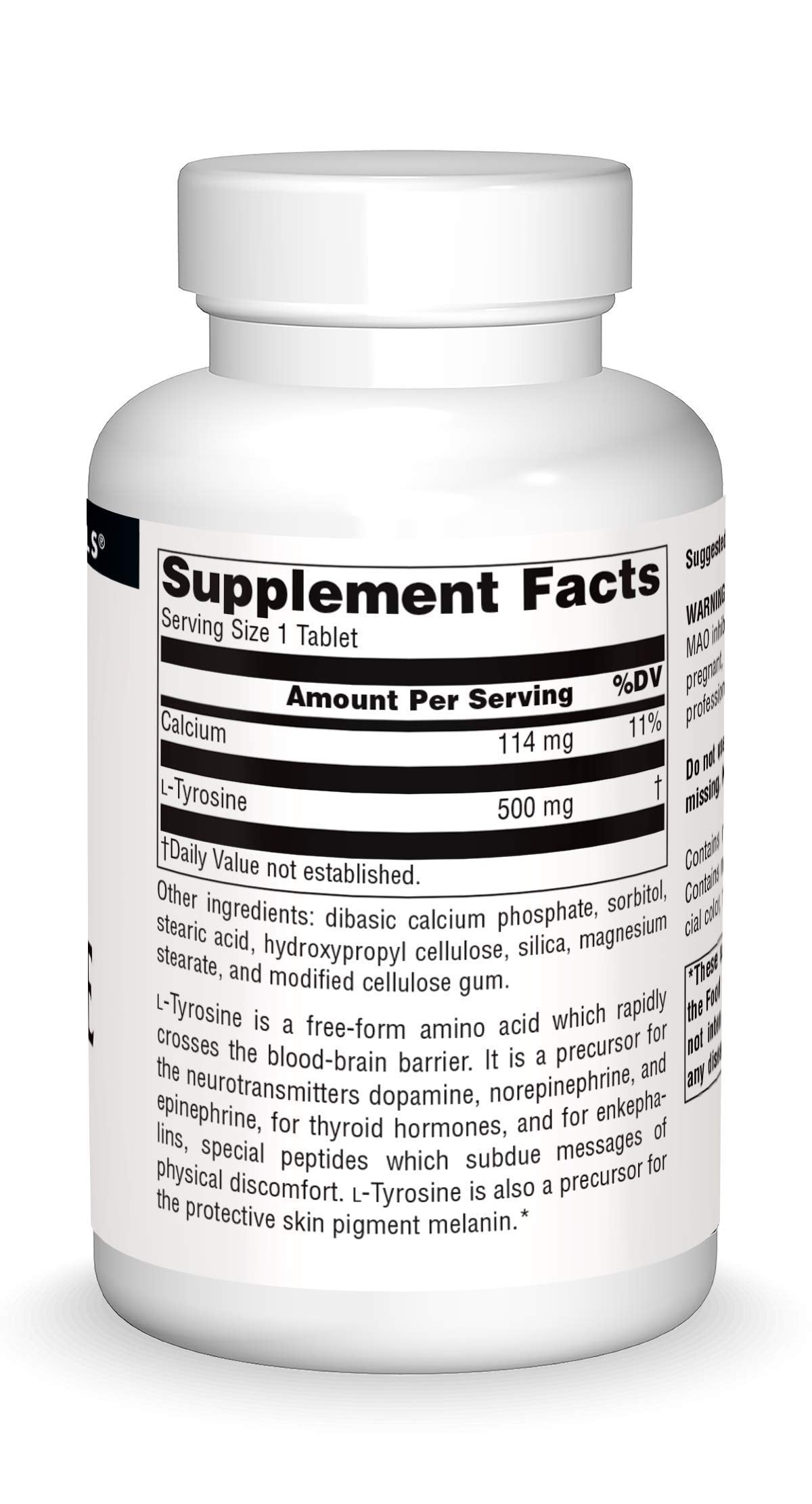 Source Naturals L-Tyrosine Free-Form Amino Acid Supplement, 100 Tablets