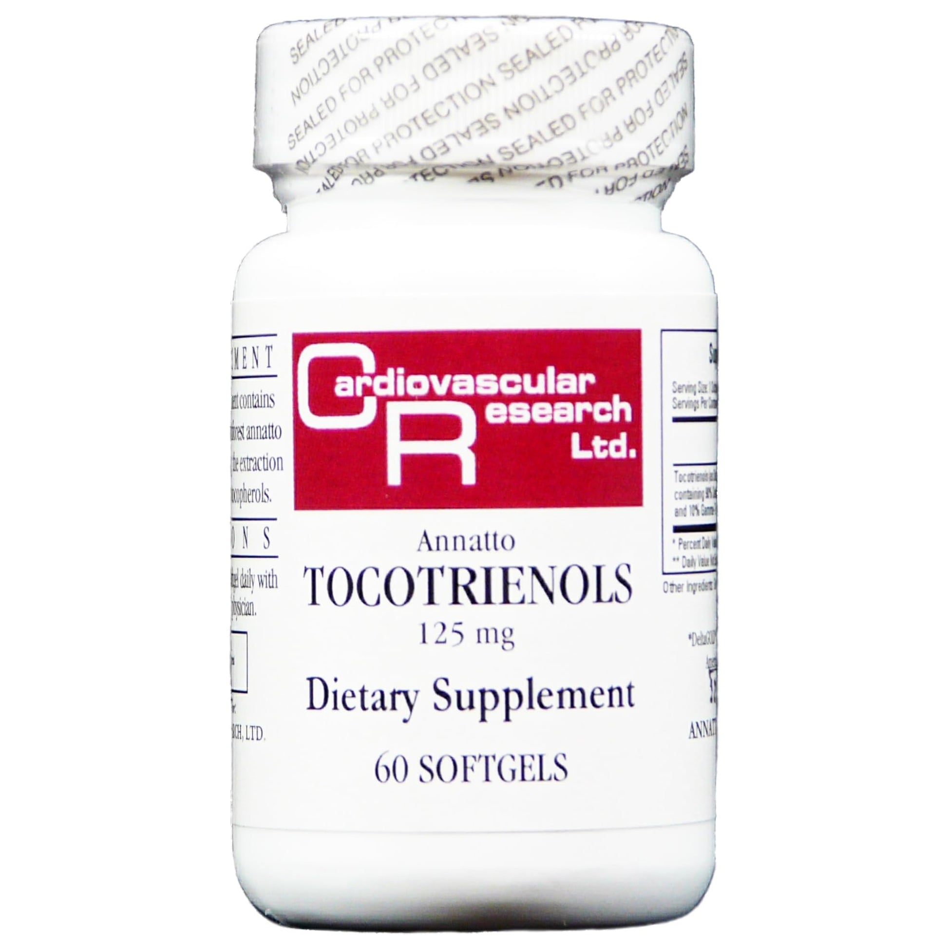 Cardiovascular Research Annatto Tocotrienols Vitamin E Capsule, 125 mg, 60 Count
