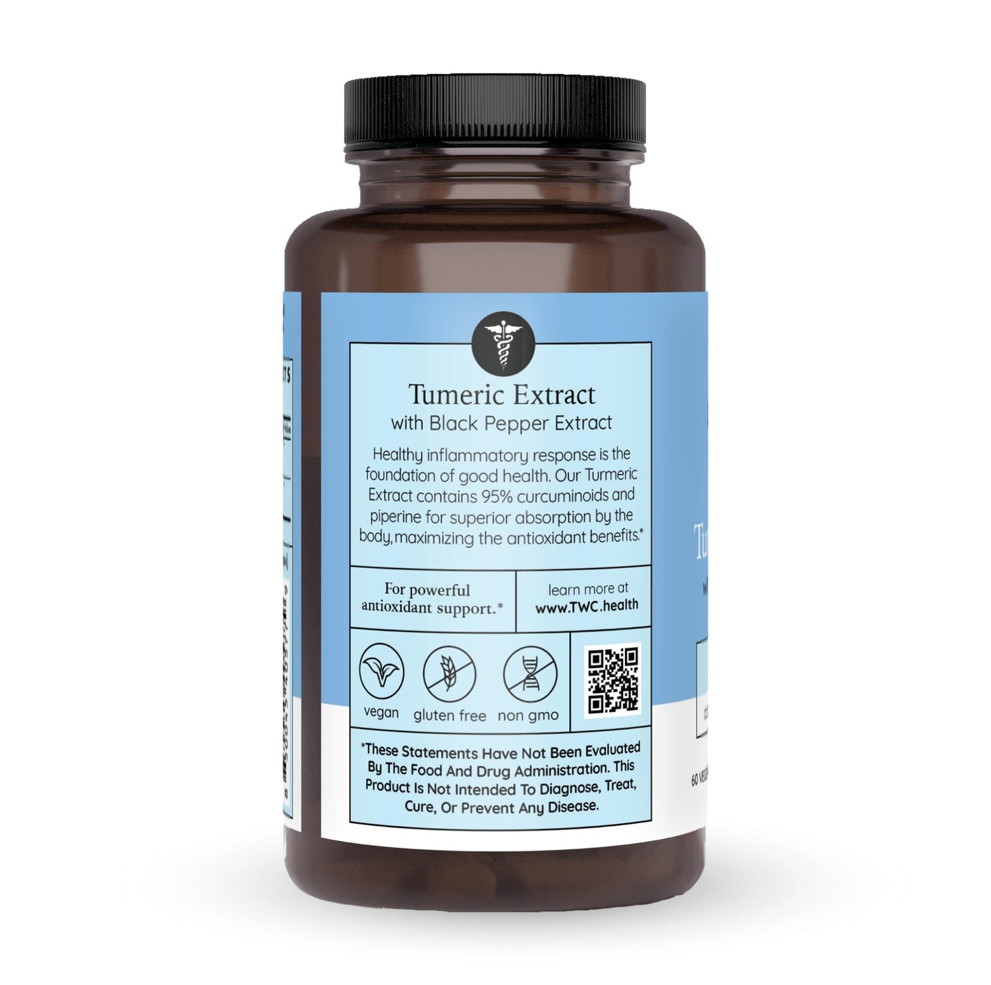 The Wellness Company Turmeric Extract – Healthy Inflammatory Response - Potent Curcumin Plus 95% Piperine Capsules, 60 Count